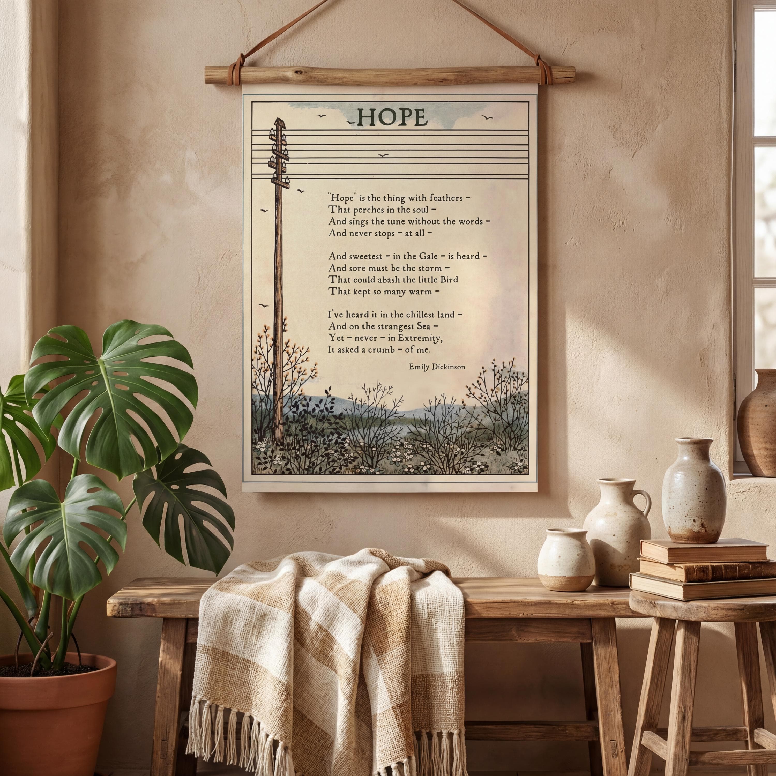 Hope Poem | Literary Wall Art | Inspirational Poetry Poster | Rustic Home Decor Gift - image 4