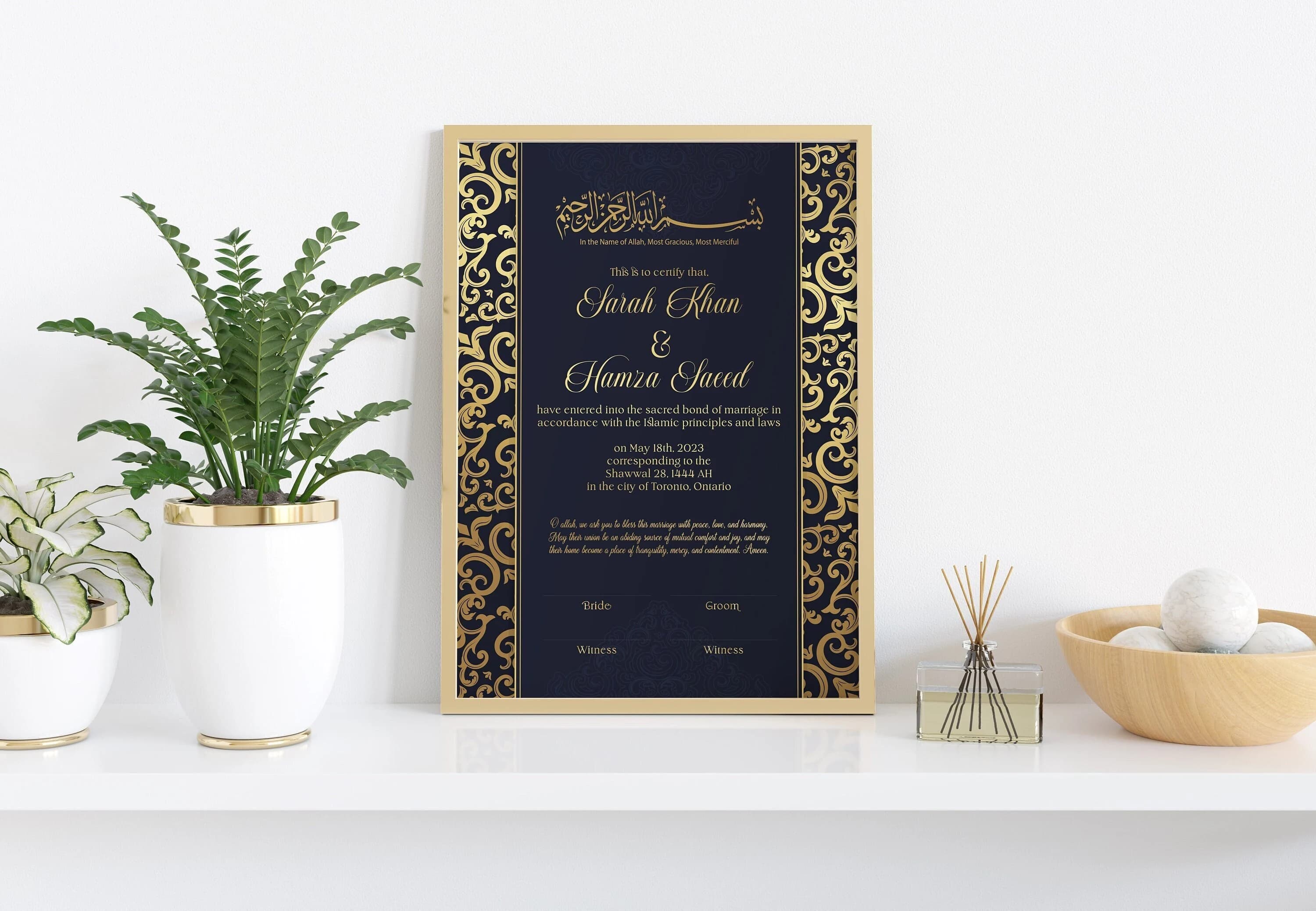 Nikkah Certificate, PDF Printable Nikkah Certificate, Nikkah Certificate Islamic Marriage Certificate, Printable Islamic Nikkah Certificate - image 3