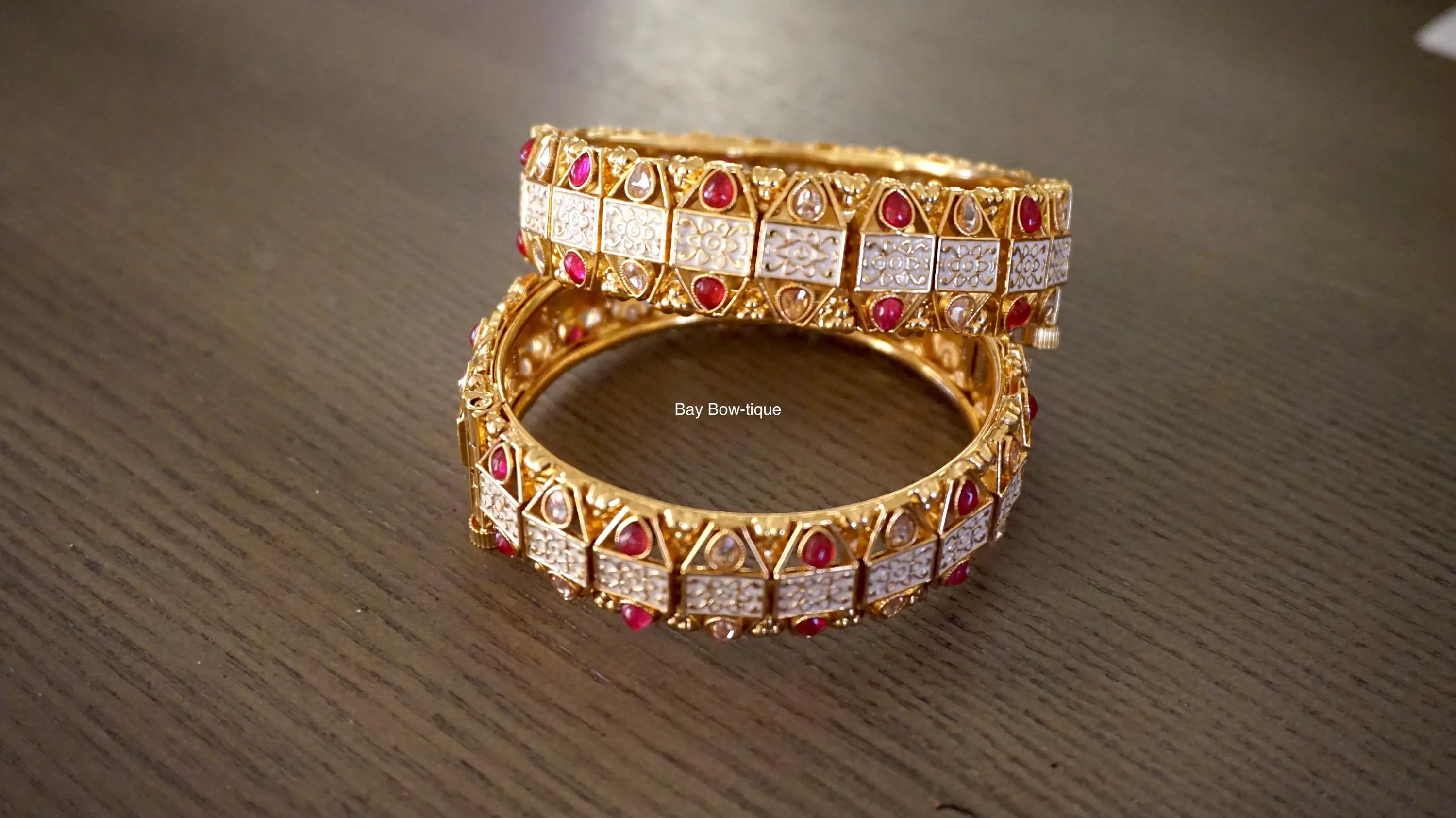 Antique bangles, Gold plated bangles, Openable kada, Meenakari kada, Gift for her, Indian kada, Ruby bangles, Indian jewelry, Pink bangles - image 4
