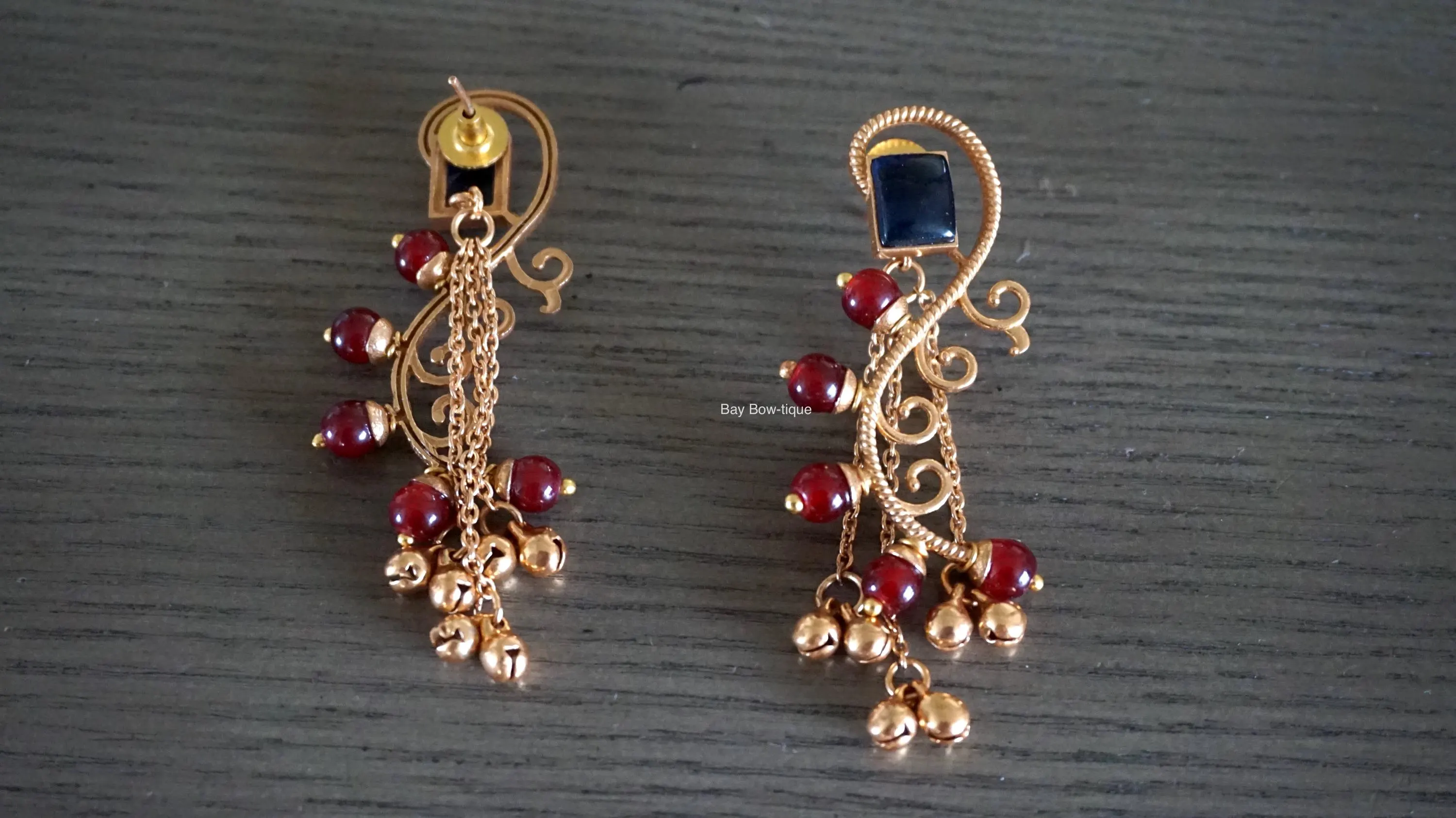 Red earrings, gold plated earrings, Multicolor earrings, Indian jewelry, Multicolor Dangle Earrings - image 4