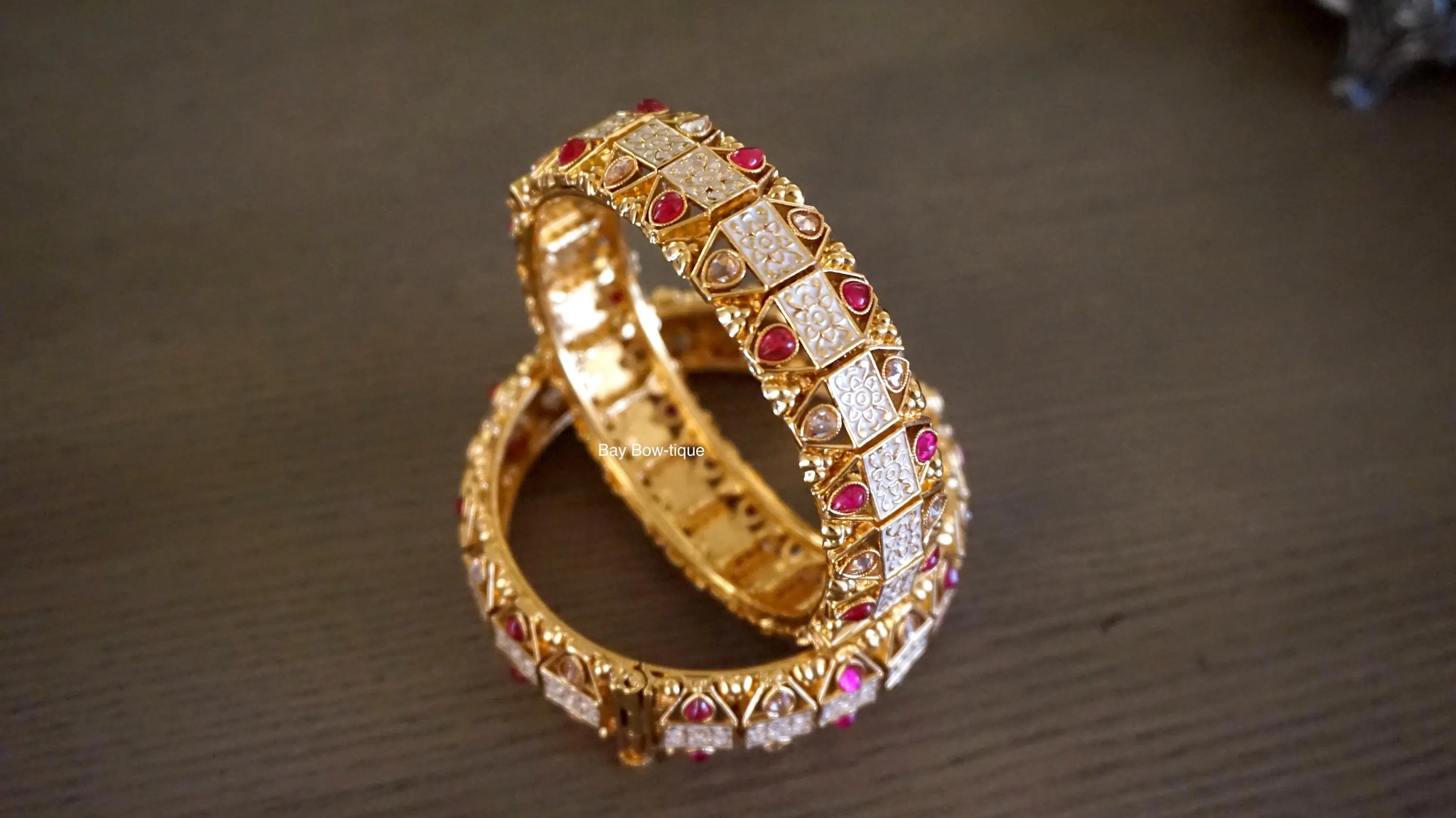 Antique bangles, Gold plated bangles, Openable kada, Meenakari kada, Gift for her, Indian kada, Ruby bangles, Indian jewelry, Pink bangles - image 3