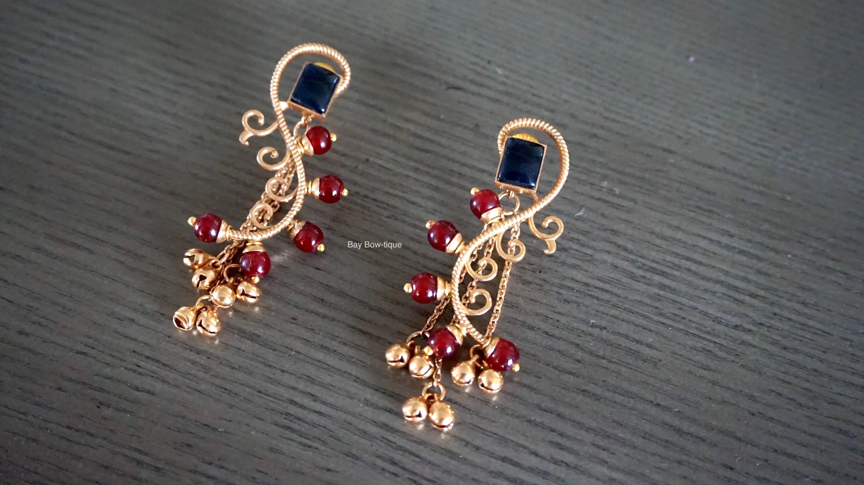 Red earrings, gold plated earrings, Multicolor earrings, Indian jewelry, Multicolor Dangle Earrings - image 3