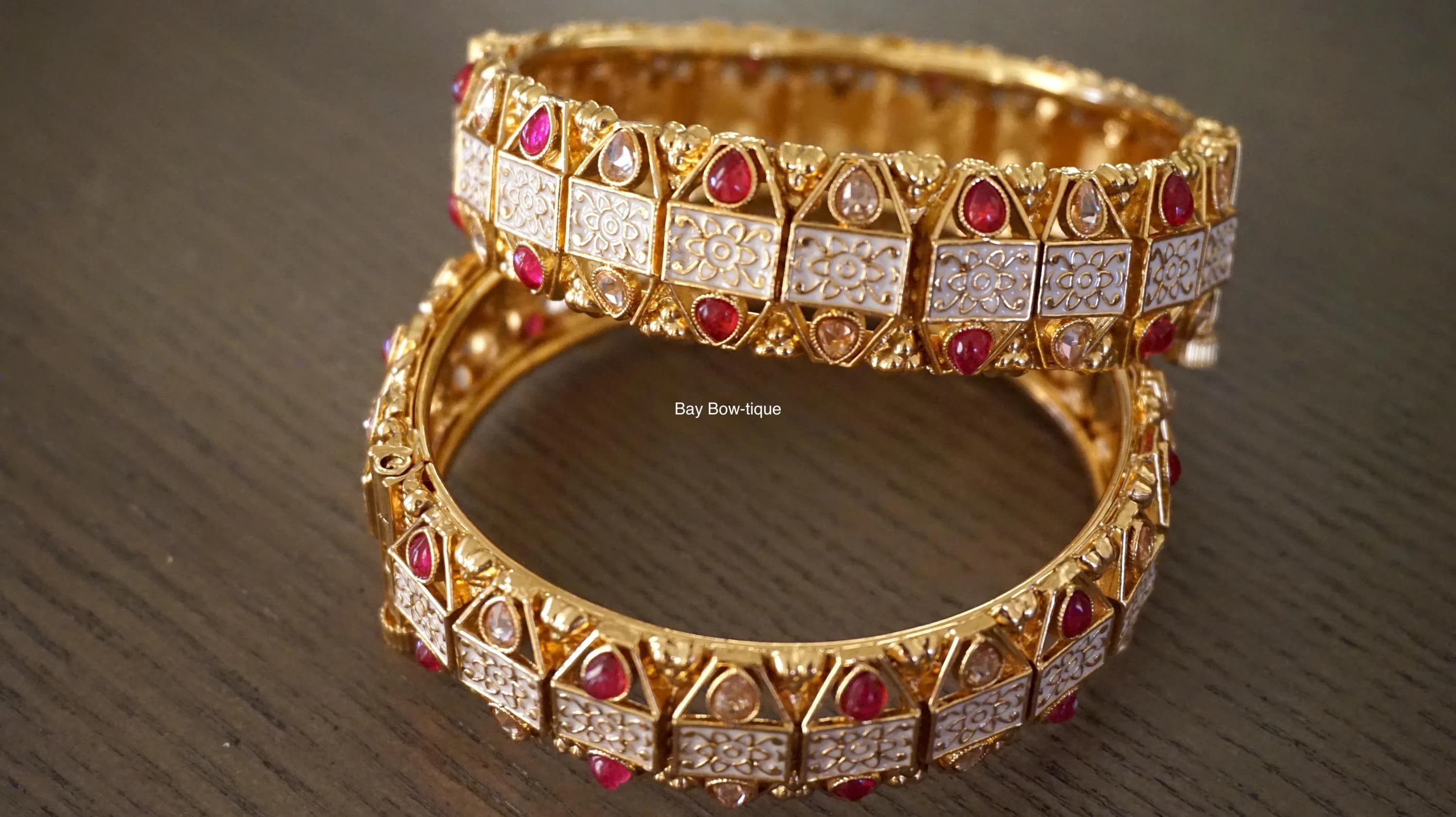 Antique bangles, Gold plated bangles, Openable kada, Meenakari kada, Gift for her, Indian kada, Ruby bangles, Indian jewelry, Pink bangles - image 5