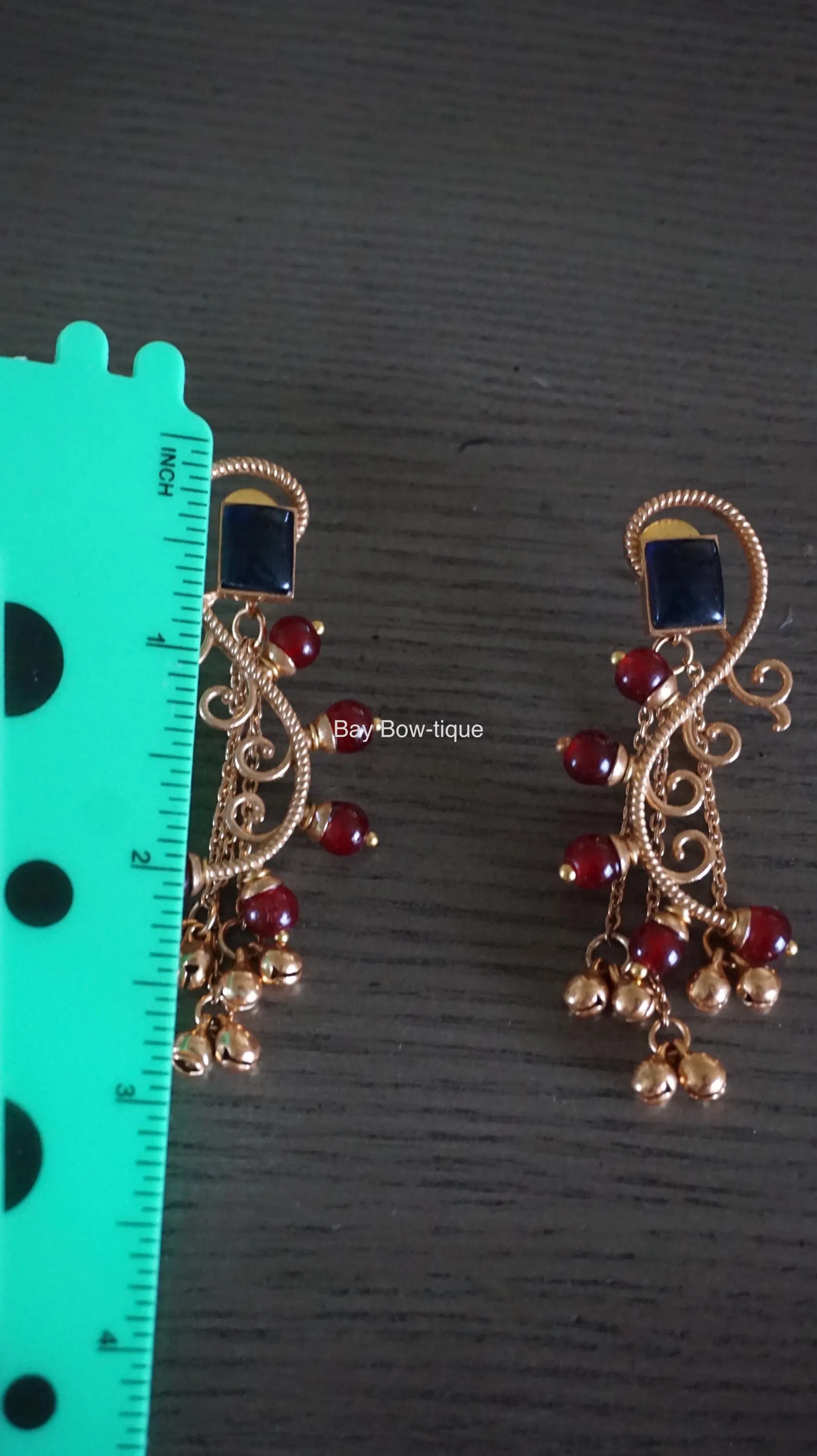 Red earrings, gold plated earrings, Multicolor earrings, Indian jewelry, Multicolor Dangle Earrings - image 5