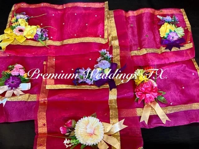 Assorted Designs Organza Saree Bag: Floral Embellished Indian Dress Cover (19x15")