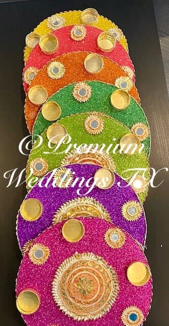 Handmade Glitter Mehndi Thaal Plate: Indian Wedding Decor - 1Ct - image 3