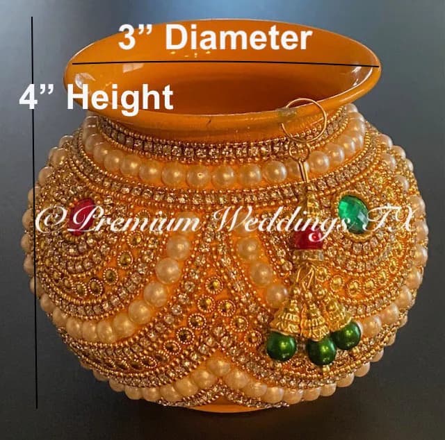Yellow Kalash: Beaded Indian Wedding Puja Accessory (4"x3") - image 3