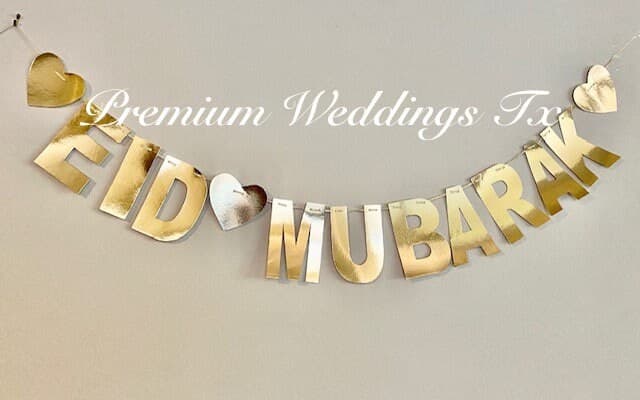 Gold Eid Mubarak Banner: Metallic Party Decor