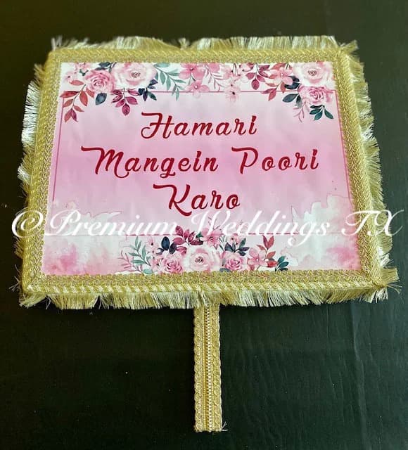 Handmade Desi Wedding Banners: Bride & Groom Family Props - image 3