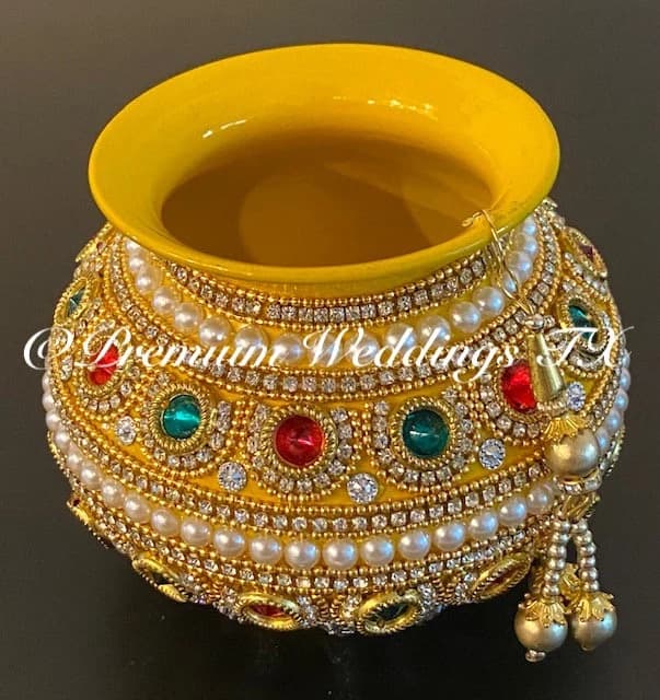 Yellow Kalash: Beaded Indian Wedding Puja Accessory (4"x3") - image 4