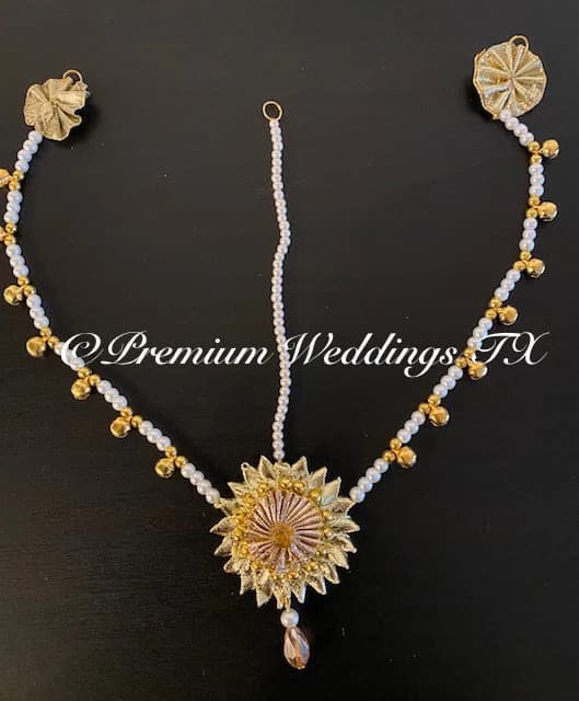 Handmade Gotta Maang Tikka: Bridal Jewelry with Pearls & Ghungroo - image 4