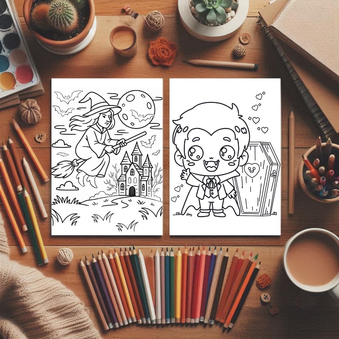 Spooky Halloween Coloring Book | Silly Scenes, Ghosts, Monsters (Digital Download) - image 4