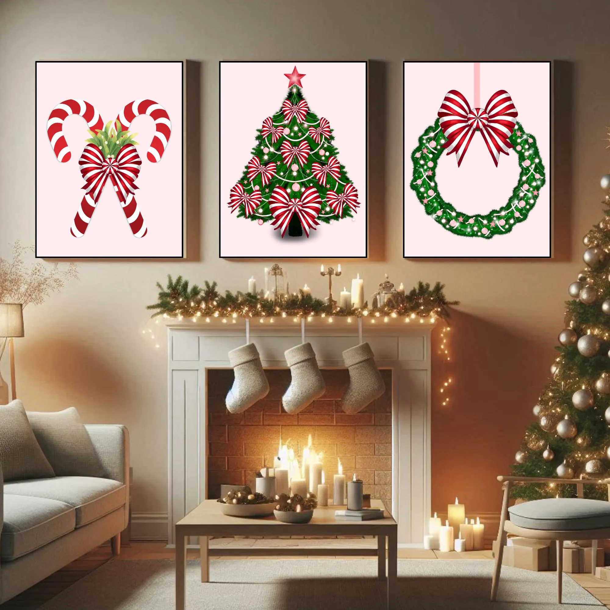 Coquette Christmas Bow Art Print Set – Holiday Wall Decor (Digital Prints) - image 2