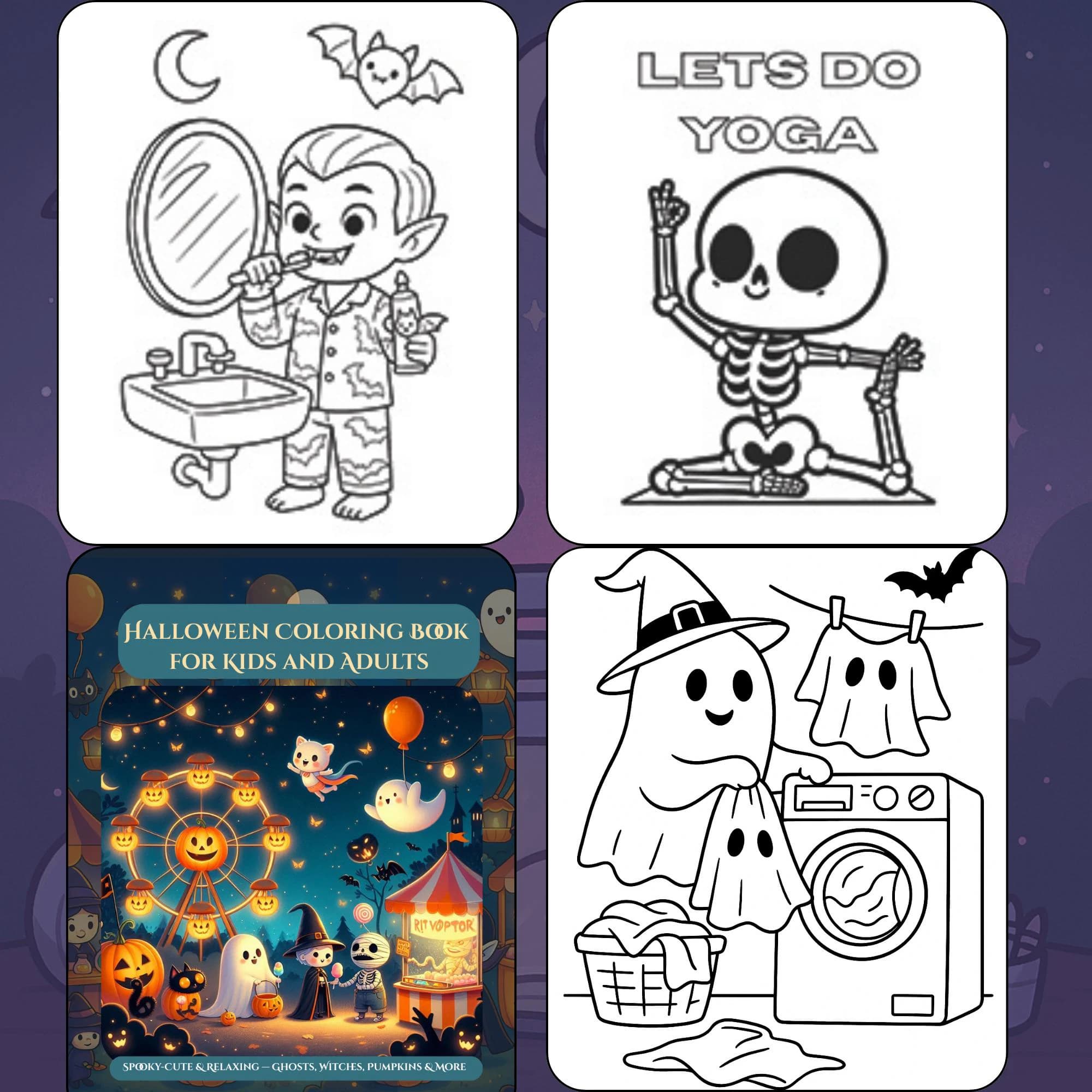 Spooky Halloween Coloring Book | Silly Scenes, Ghosts, Monsters (Digital Download)
