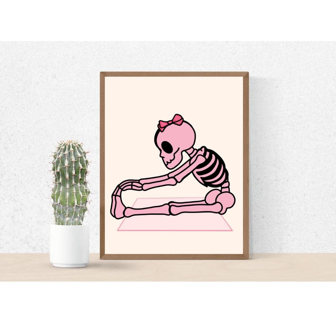 Pink Skeleton Yoga Print Set | Girly Halloween Decor (Digital Download) - image 4