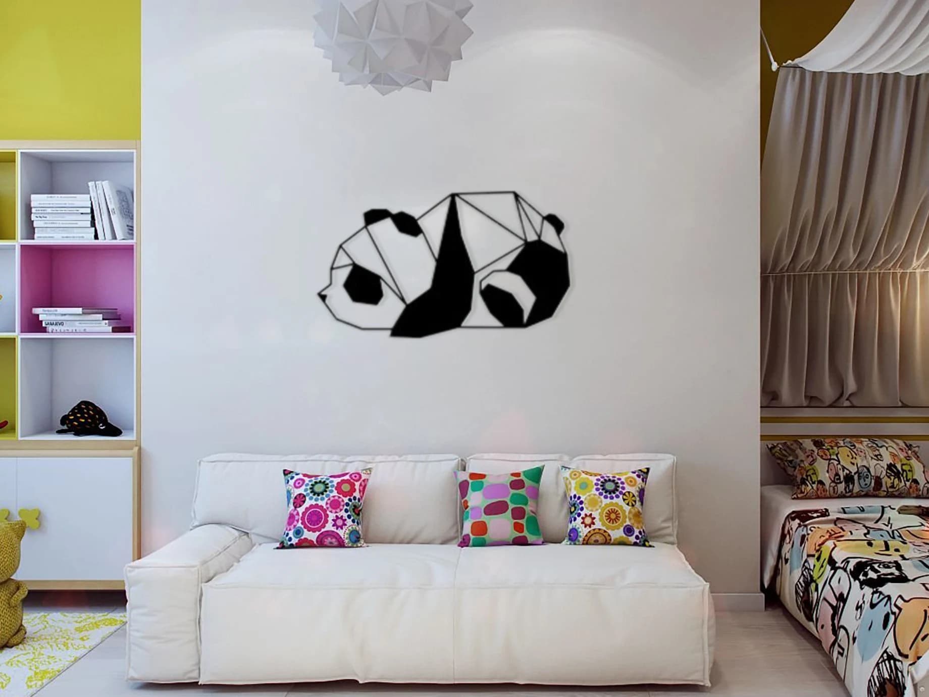 Baby Panda Metal Wall Art, Kids Room Decor (50x28cm) - image 3