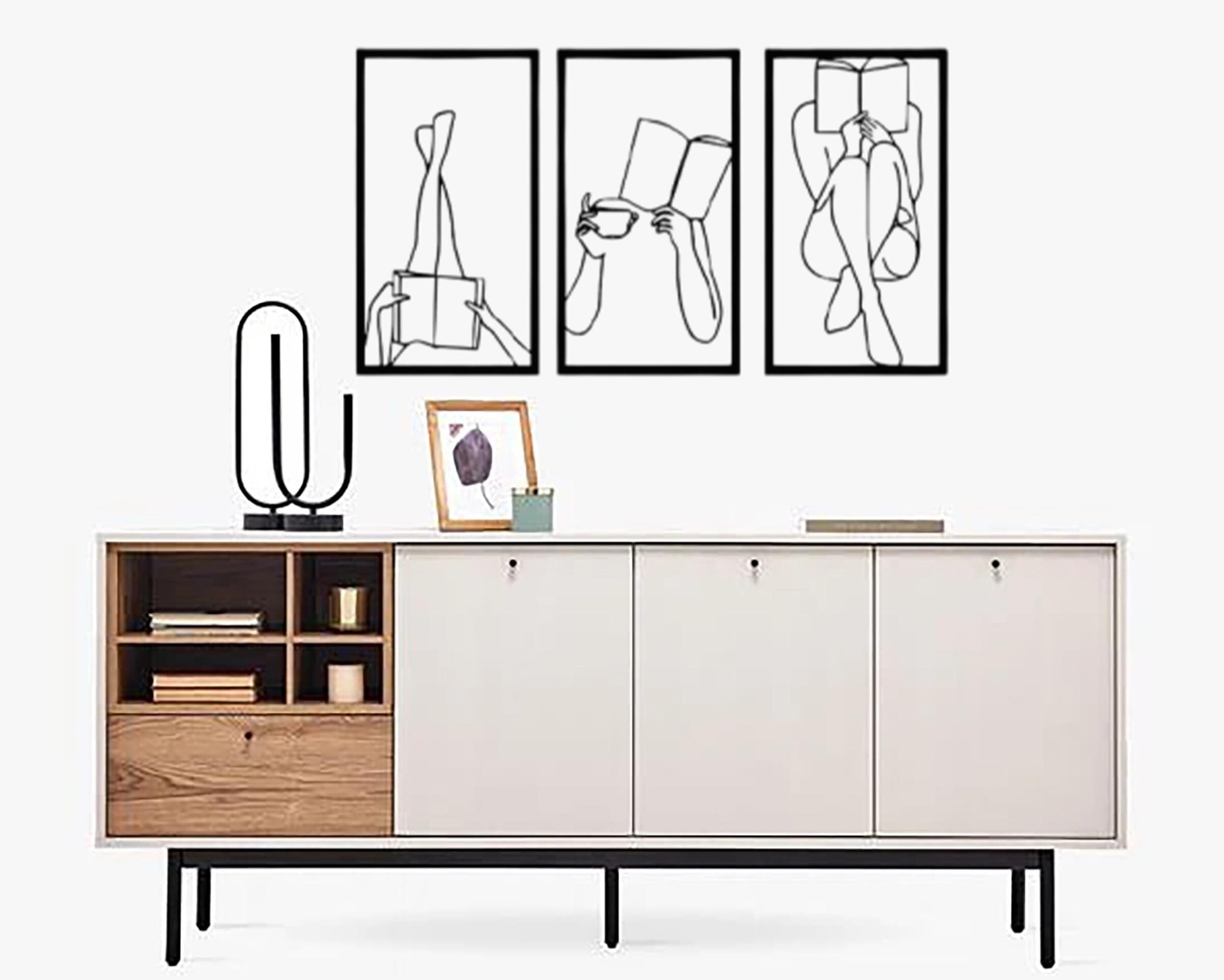 Woman Reading Book Metal Wall Art: Minimalist Feminine Decor - image 4