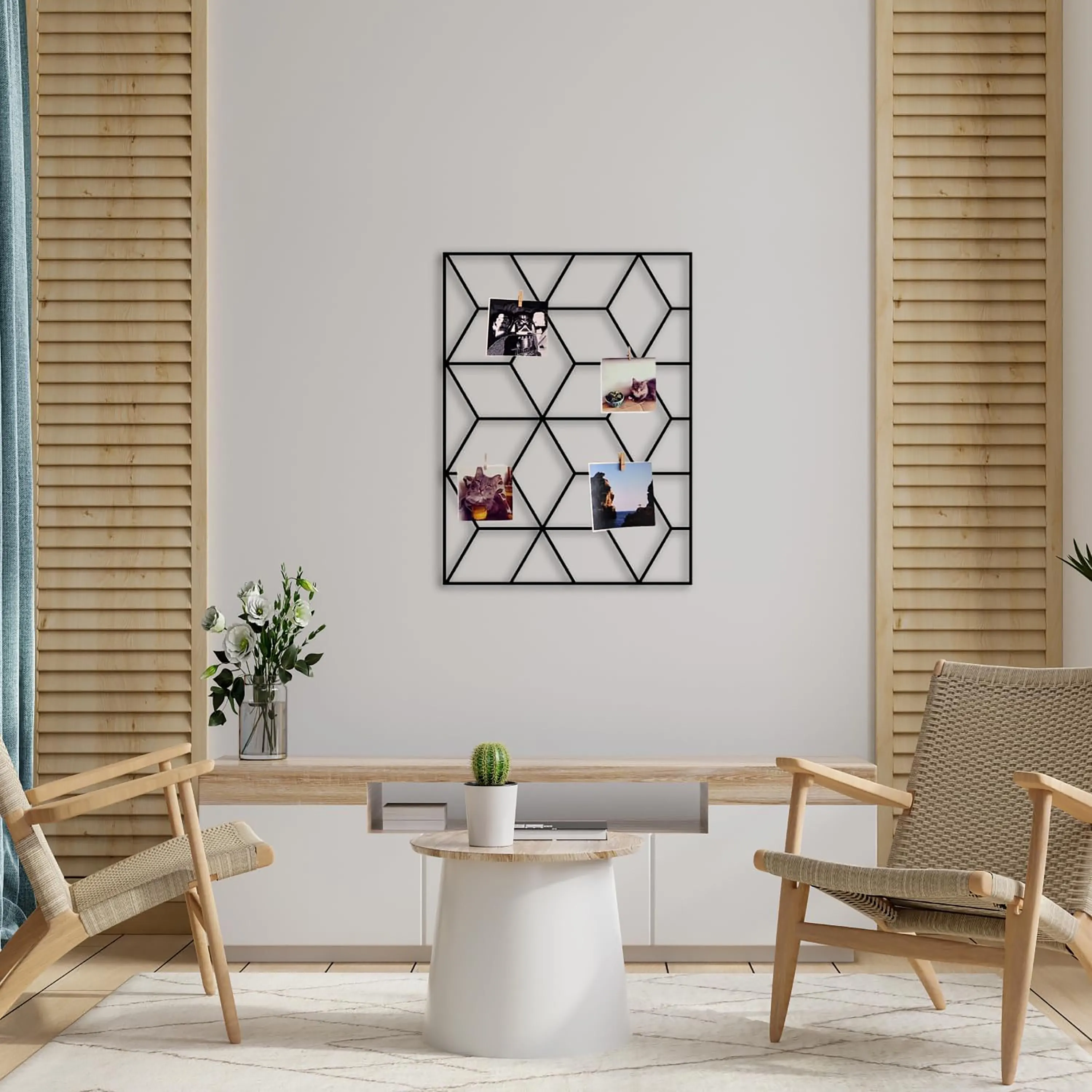 Cubic Metal Wall Grid: Photo Display, Memo Board, Home Decor (66x50cm) - image 5