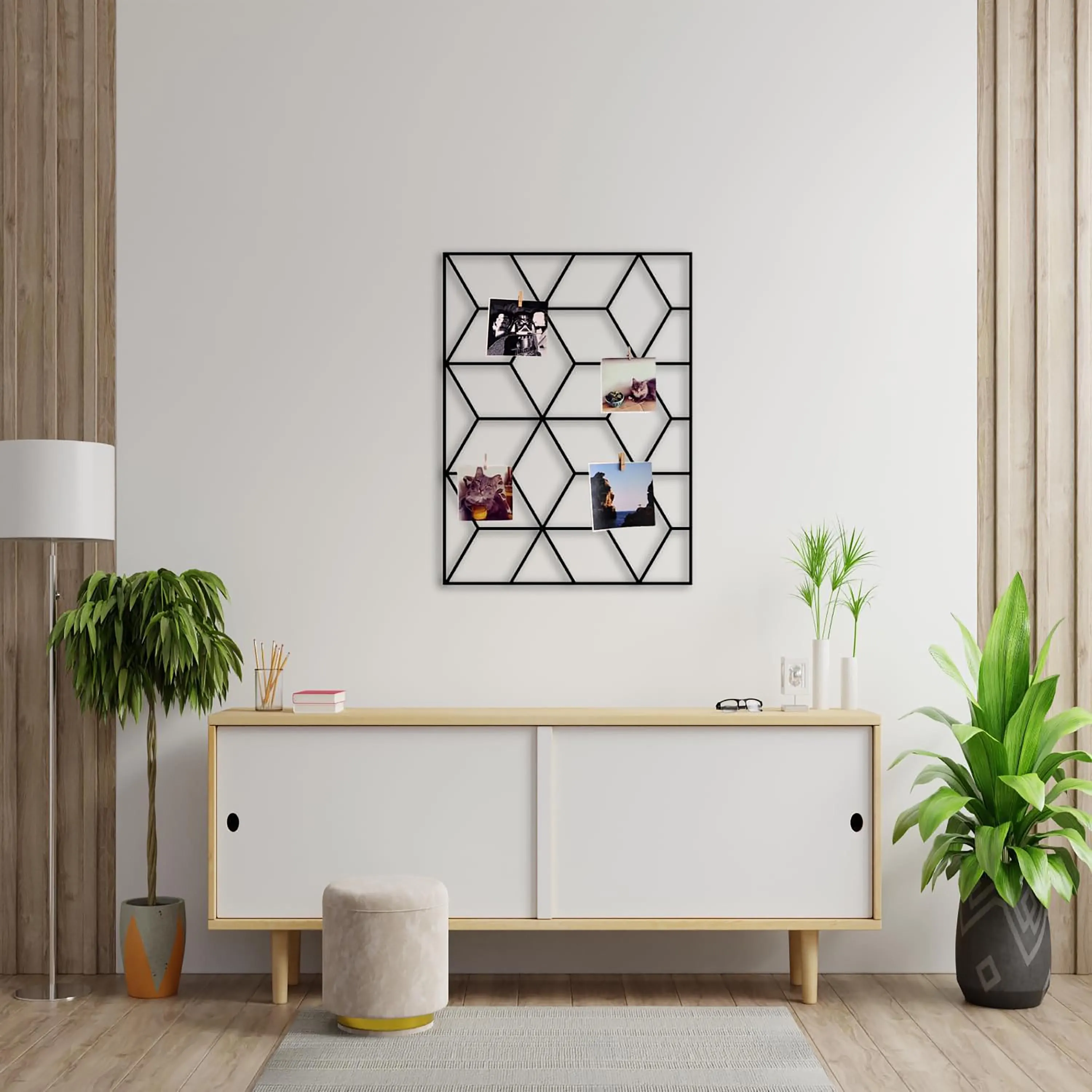 Cubic Metal Wall Grid: Photo Display, Memo Board, Home Decor (66x50cm) - image 3