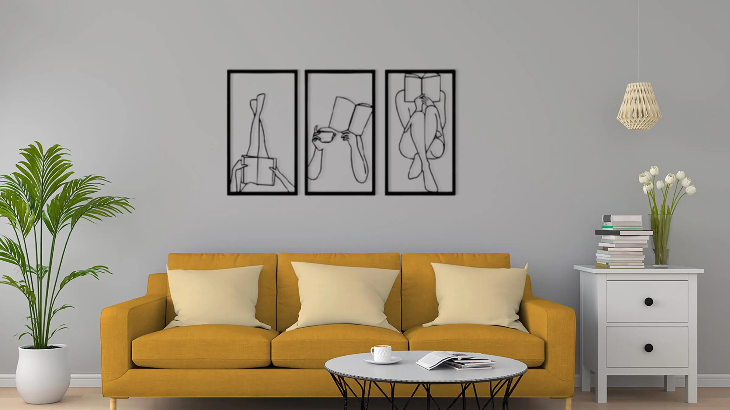 Woman Reading Book Metal Wall Art: Minimalist Feminine Decor - image 5