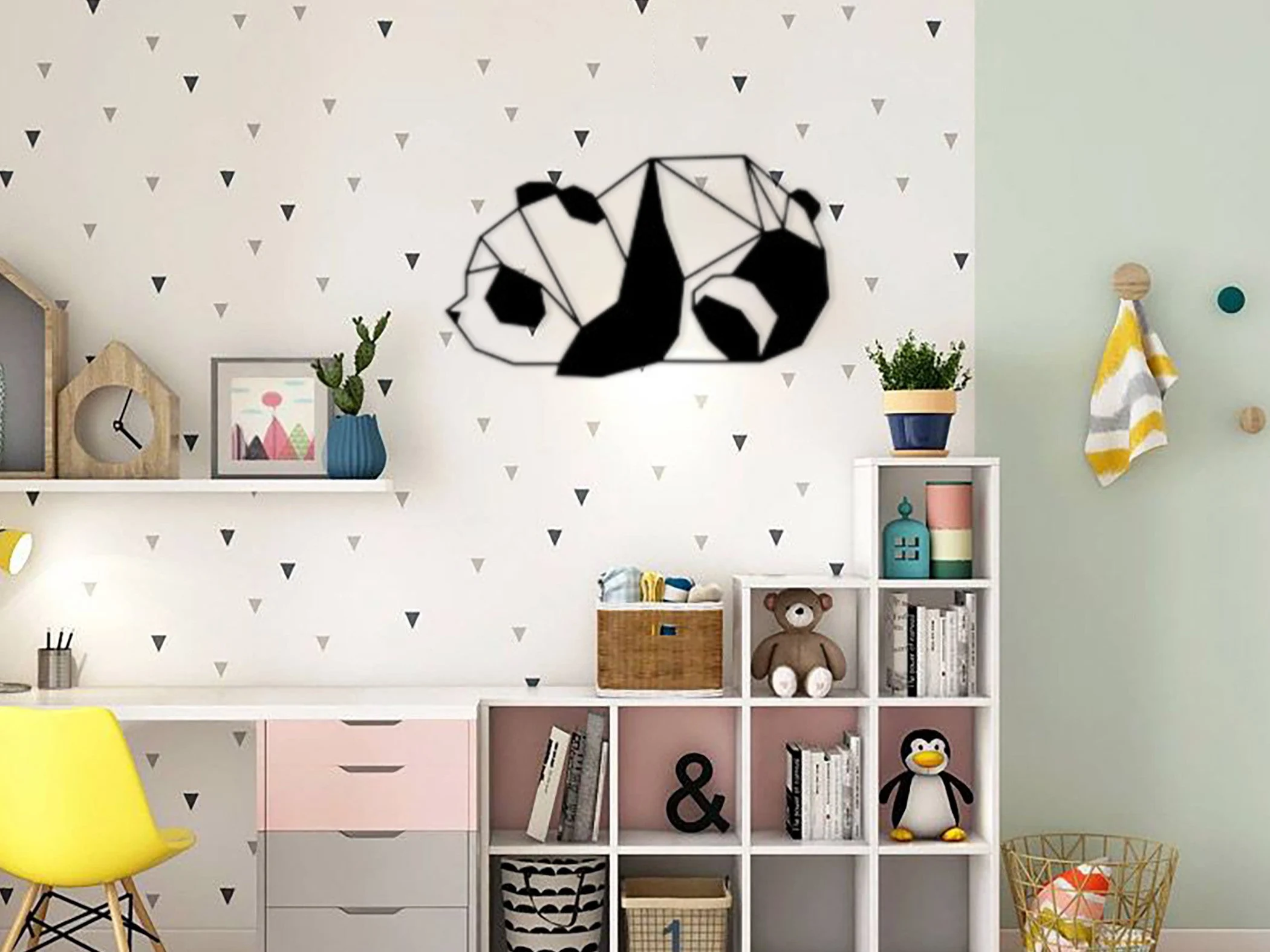 Baby Panda Metal Wall Art, Kids Room Decor (50x28cm)
