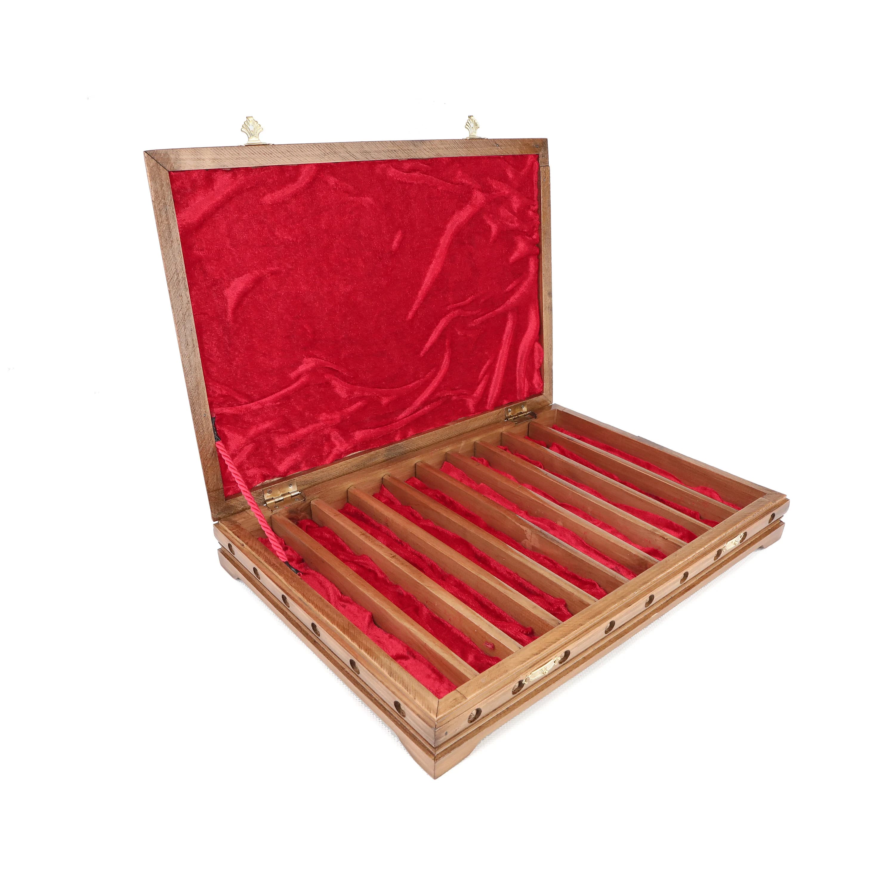 Ten Slot Walnut Jewelry Box: Ring, Bracelet, Necklace Storage