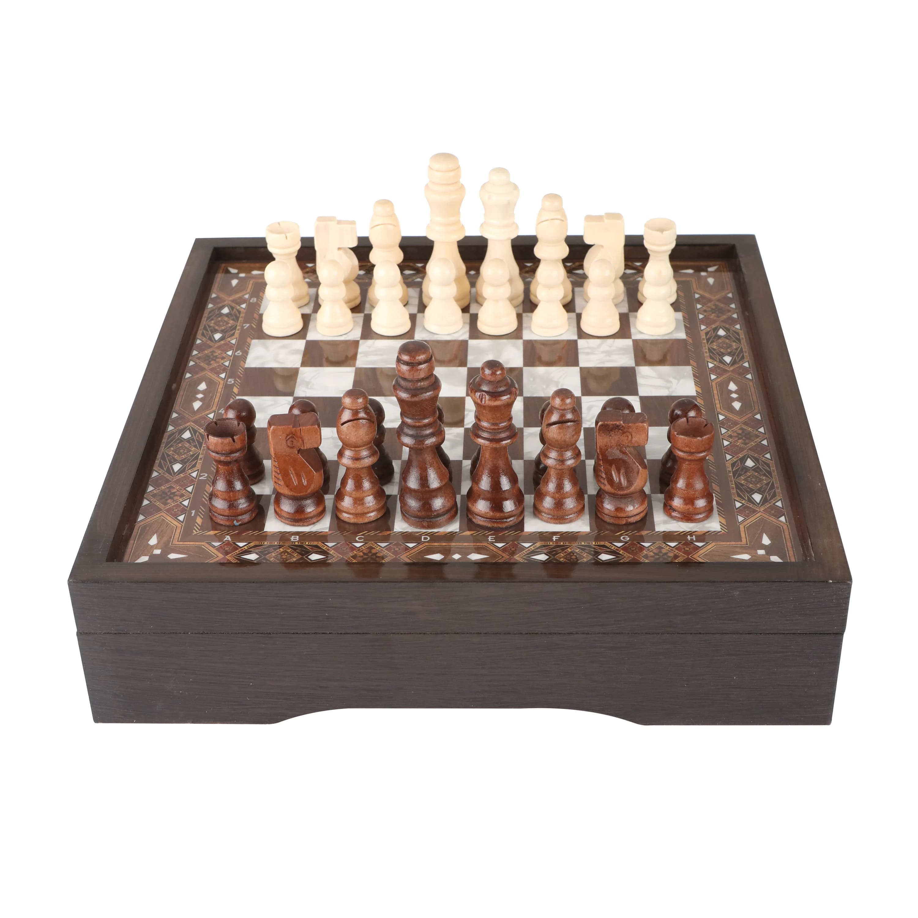 Pearl Patterned Wooden Chess Set: Keepsake Gift