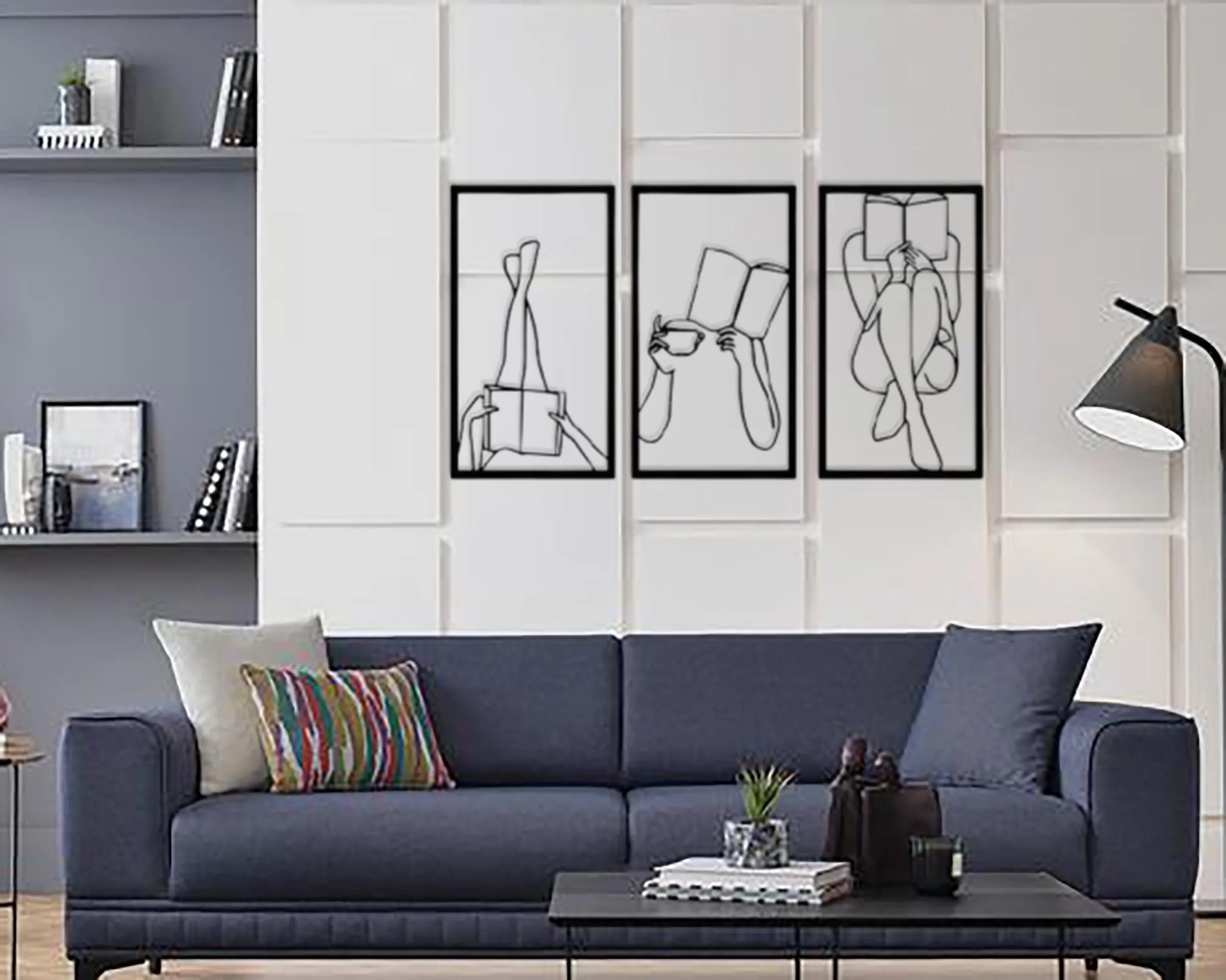 Woman Reading Book Metal Wall Art: Minimalist Feminine Decor - image 3