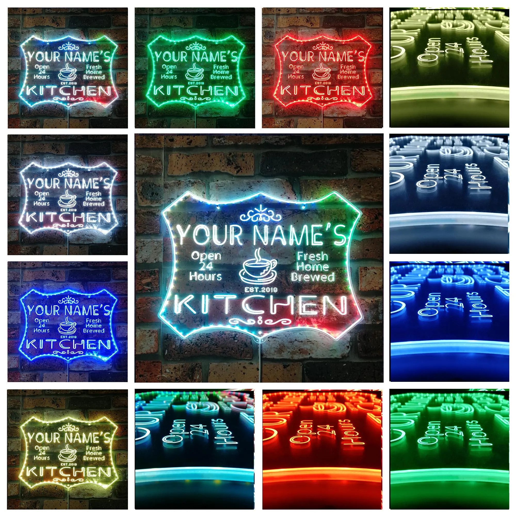 Personalized Your Name Est Year Theme Kitchen Coffee Deco Dual Color LED Neon Sign st6-pc1-tm - image 5