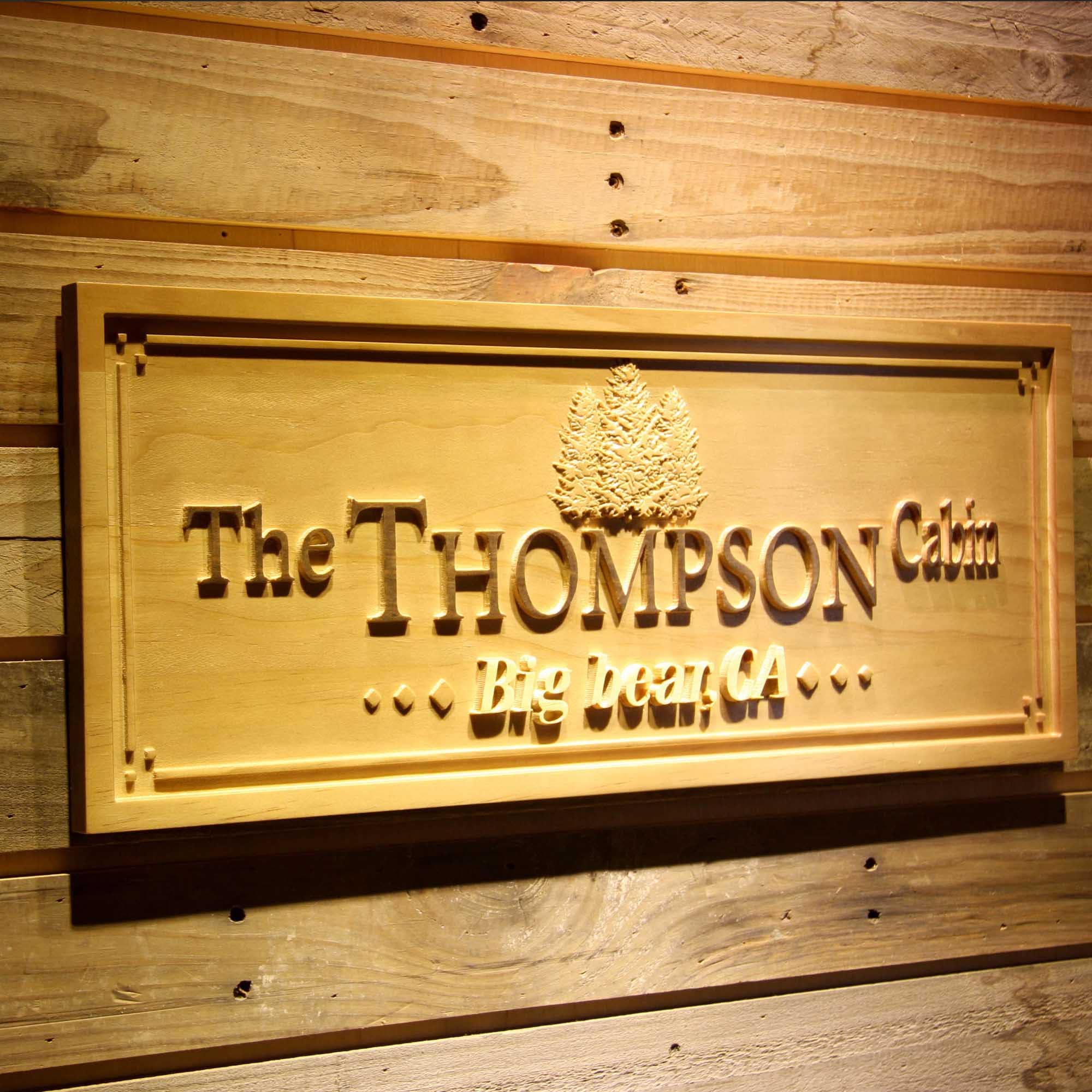 Personalized Cabin Sign | 3D Wood Engraved Forest House Name Sign