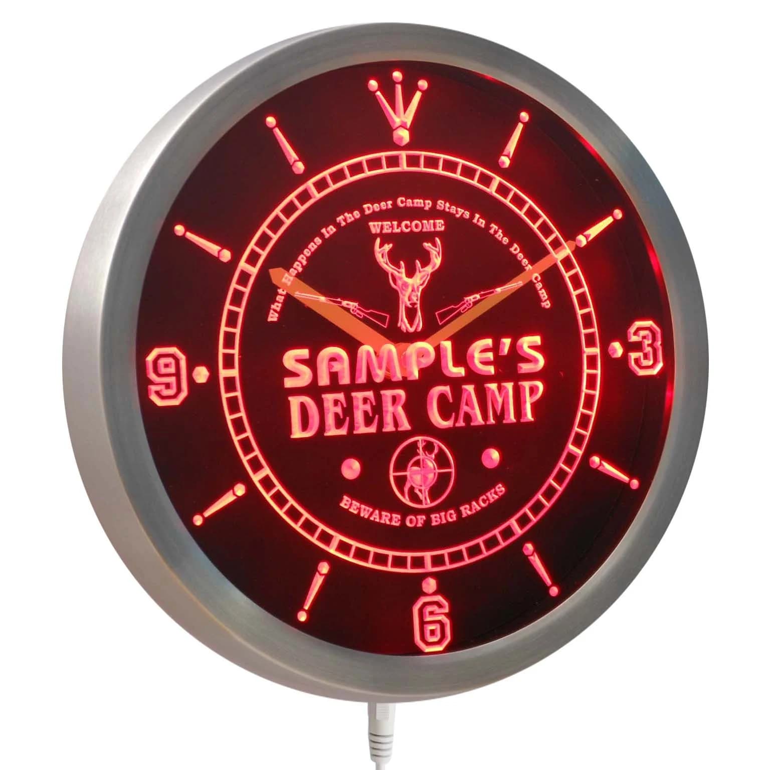 Name Personalized Custom Deer Camp Big Racks Bar Neon Sign LED Wall Clock nctu-tm - image 5