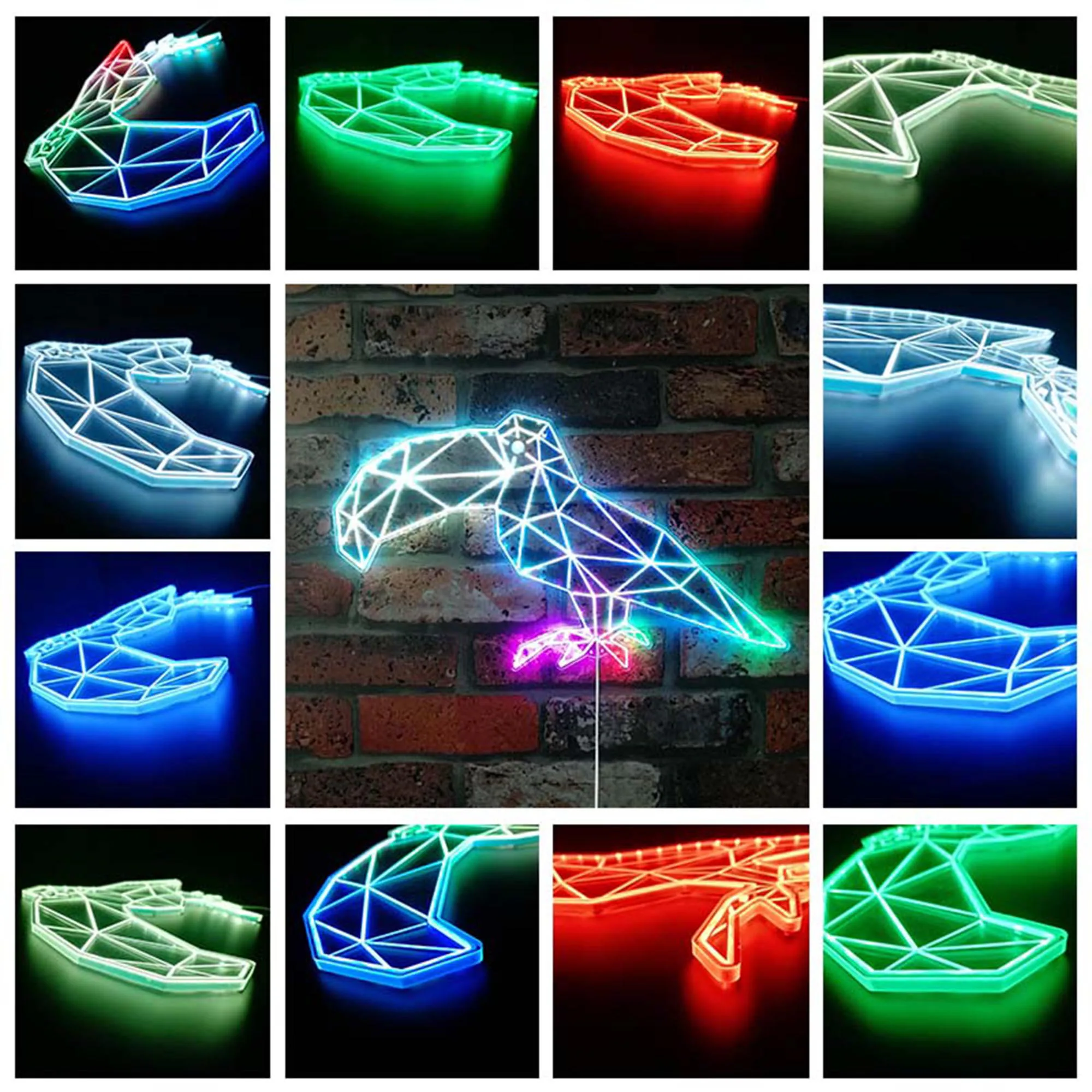 Toucan Geometric Animal RGB Dynamic Glam LED Sign Cut-to-Edge Shape -Smart 3D Wall Decoration - Multicolor Dynamic Lighting st06-fnd-i0021-c - image 4