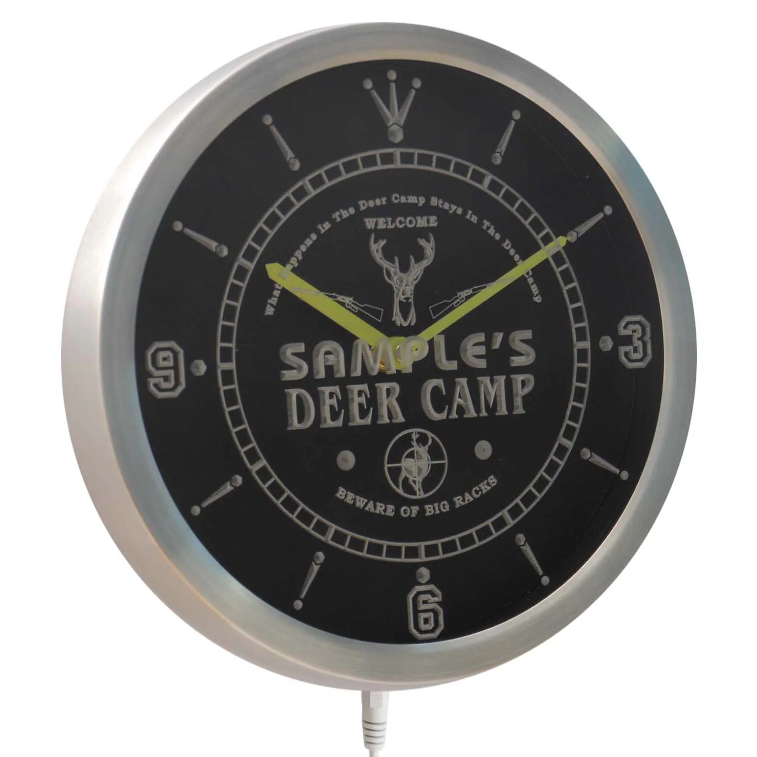 Name Personalized Custom Deer Camp Big Racks Bar Neon Sign LED Wall Clock nctu-tm - image 3