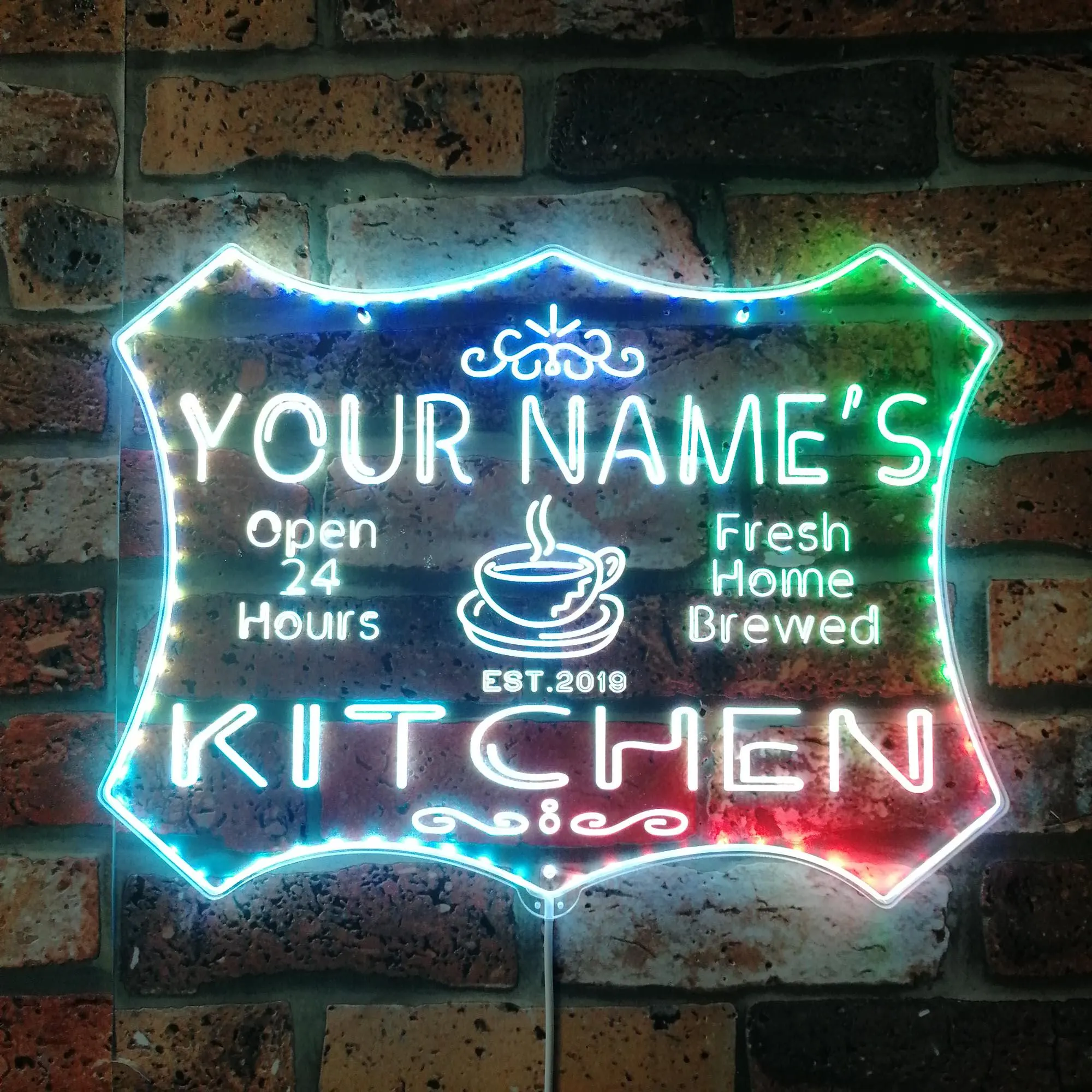 Personalized Your Name Est Year Theme Kitchen Coffee Deco Dual Color LED Neon Sign st6-pc1-tm - image 3