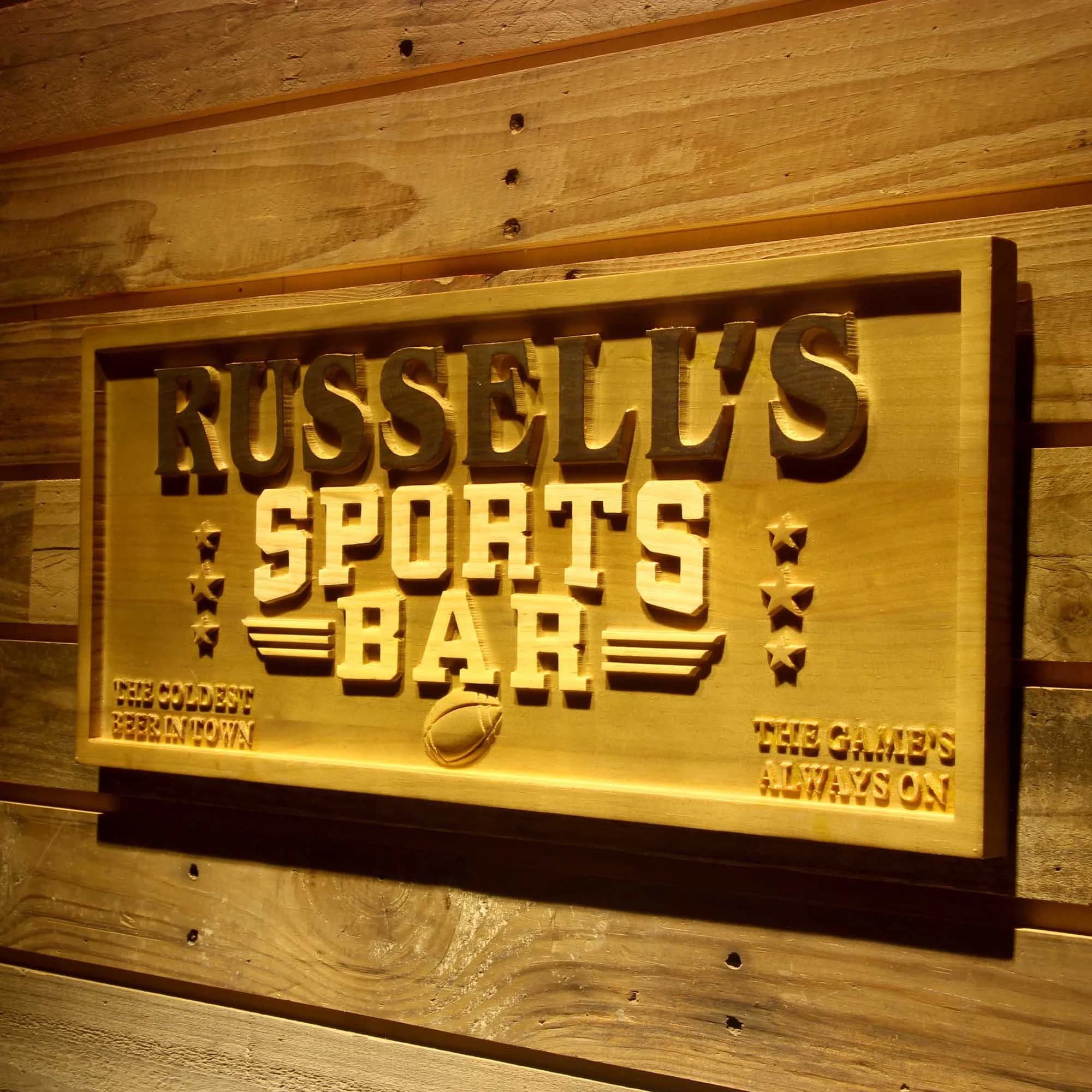 wpa0077 Name Personalized Sports Bar Football Baseball Basketball Man Cave 3D Engraved Wooden Sign - image 5