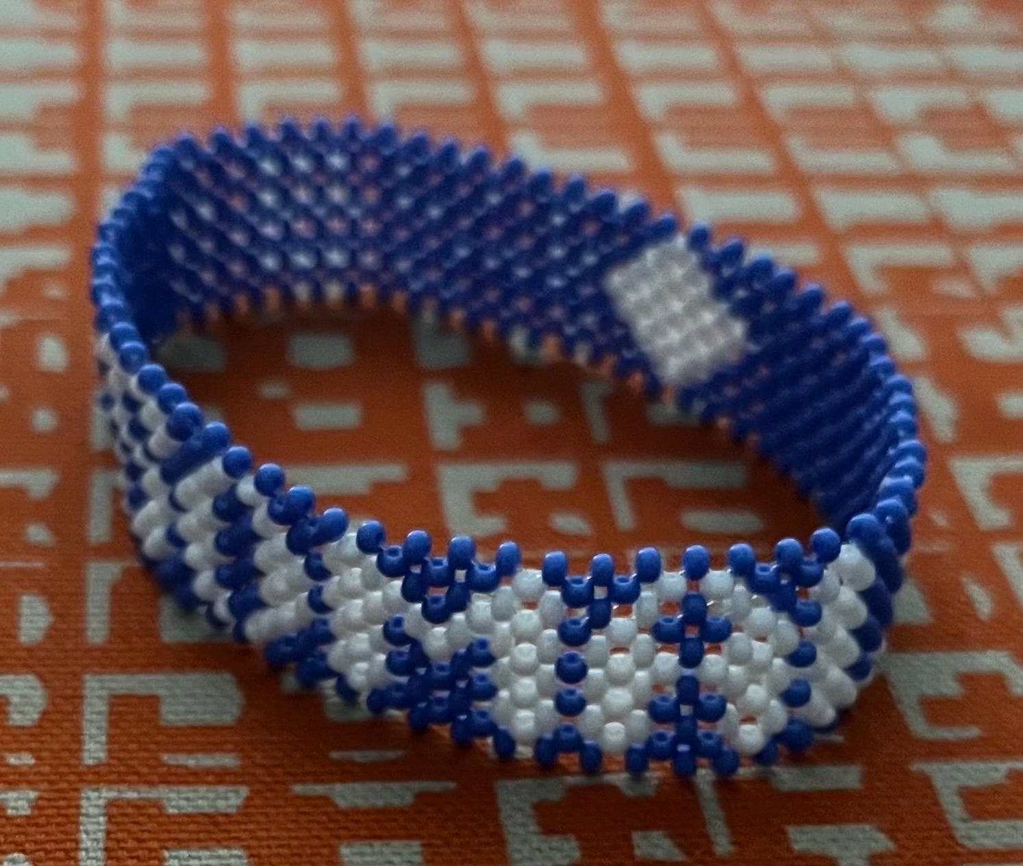 Somali Beaded Bracelet, Blue & White Seed Bead Cuff, Handmade Name Bracelet, Cultural Jewelry, Boho Beadwork Bracelet Gift
