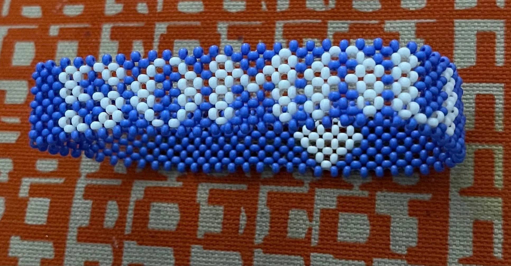 Somali Beaded Bracelet, Blue & White Seed Bead Cuff, Handmade Name Bracelet, Cultural Jewelry, Boho Beadwork Bracelet Gift - image 3