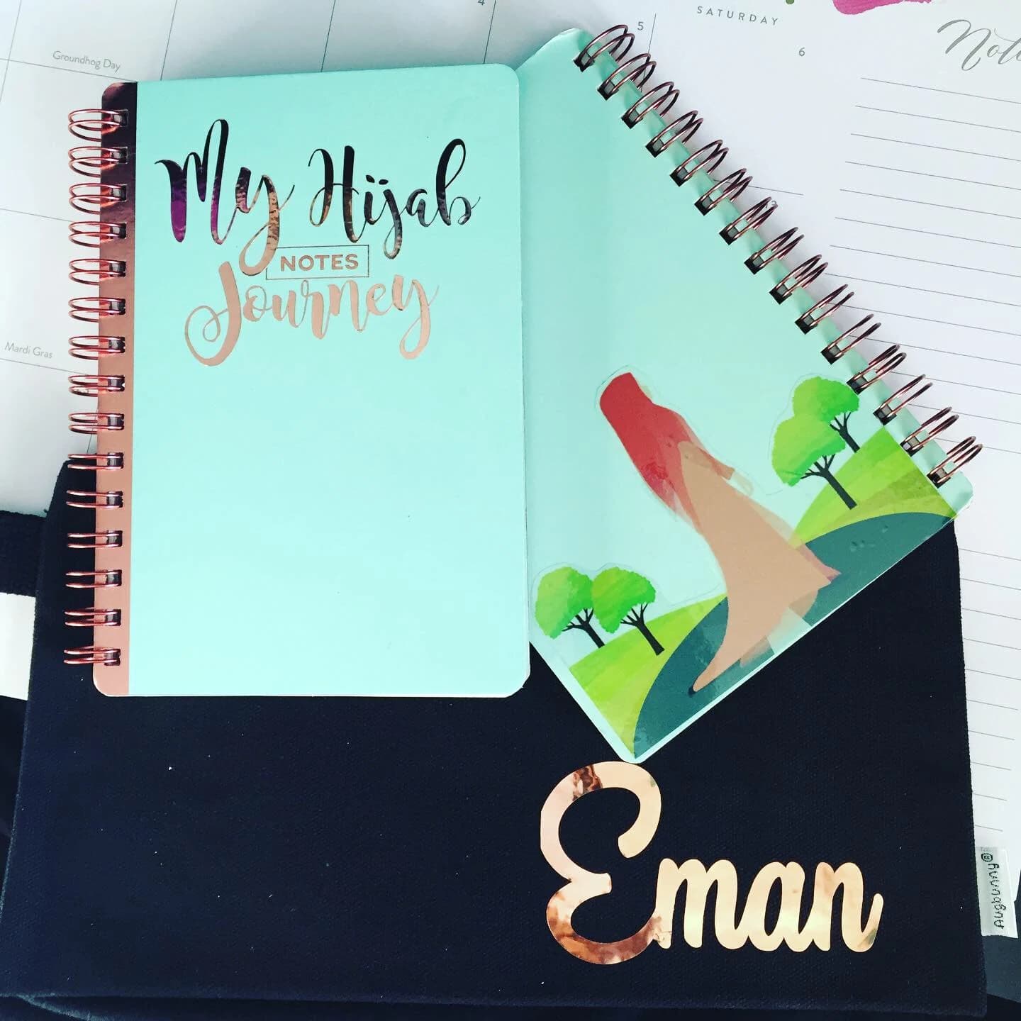 Journal Notebook, My Hijab Journey Diary Journal, personalized pouch
