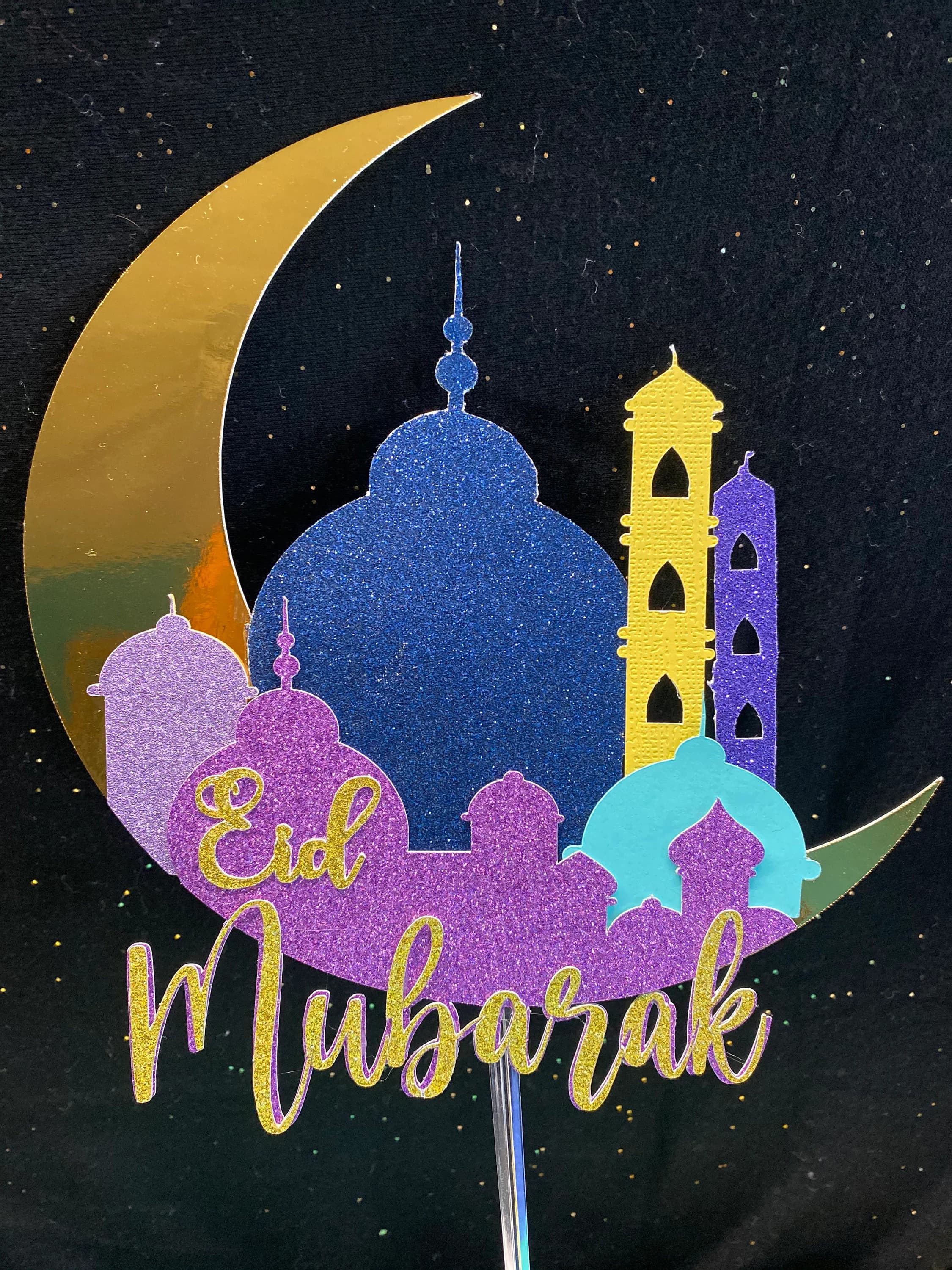 Eid Mubarak Cake Topper, Ramadan, Glitter cake Topper, Eid Celebrations, Muslim, Islam, Dessert Decoration, Eid Decor, Eid Favors, Eid Saeed - image 5