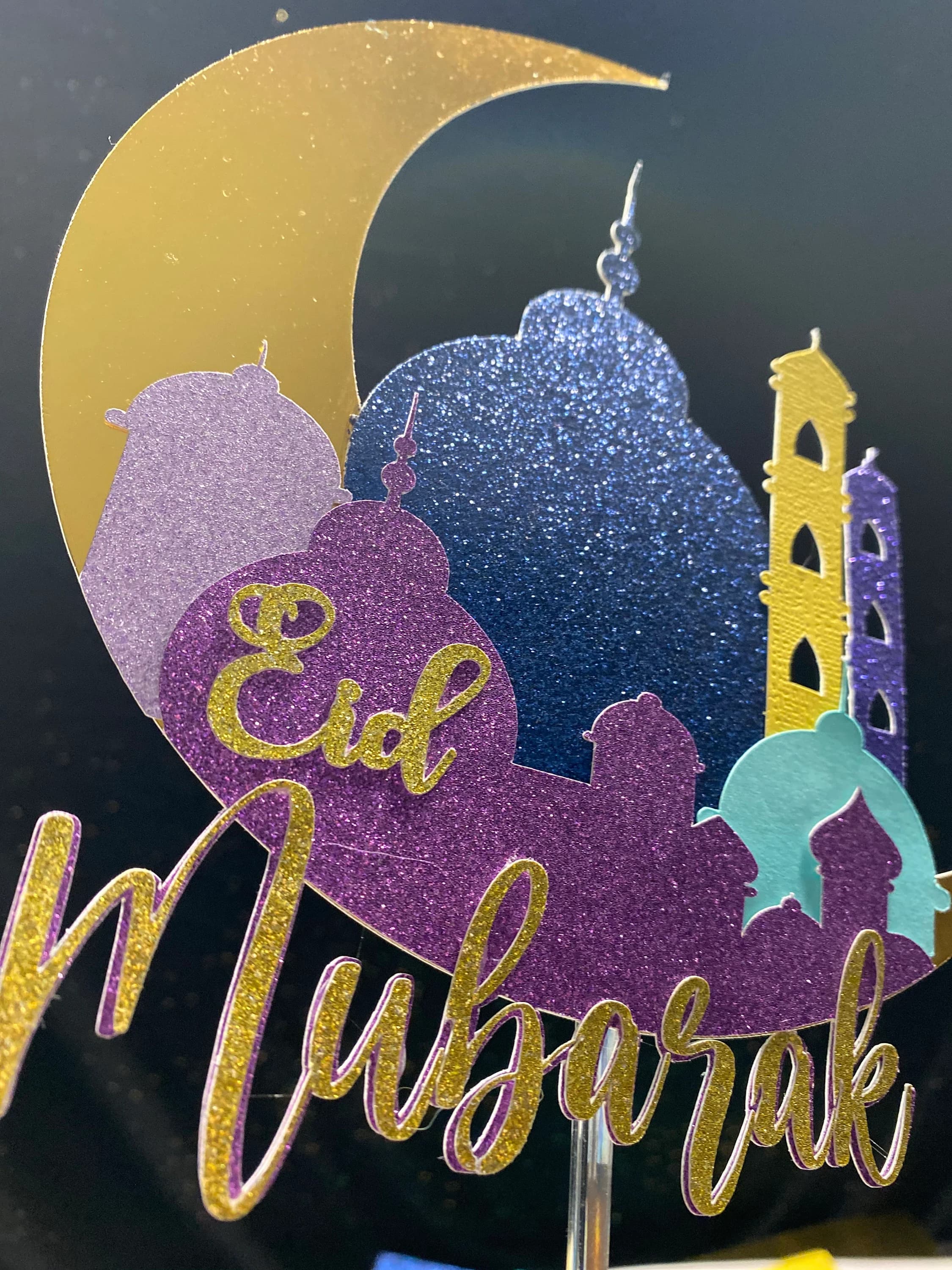 Eid Mubarak Cake Topper, Ramadan, Glitter cake Topper, Eid Celebrations, Muslim, Islam, Dessert Decoration, Eid Decor, Eid Favors, Eid Saeed - image 4