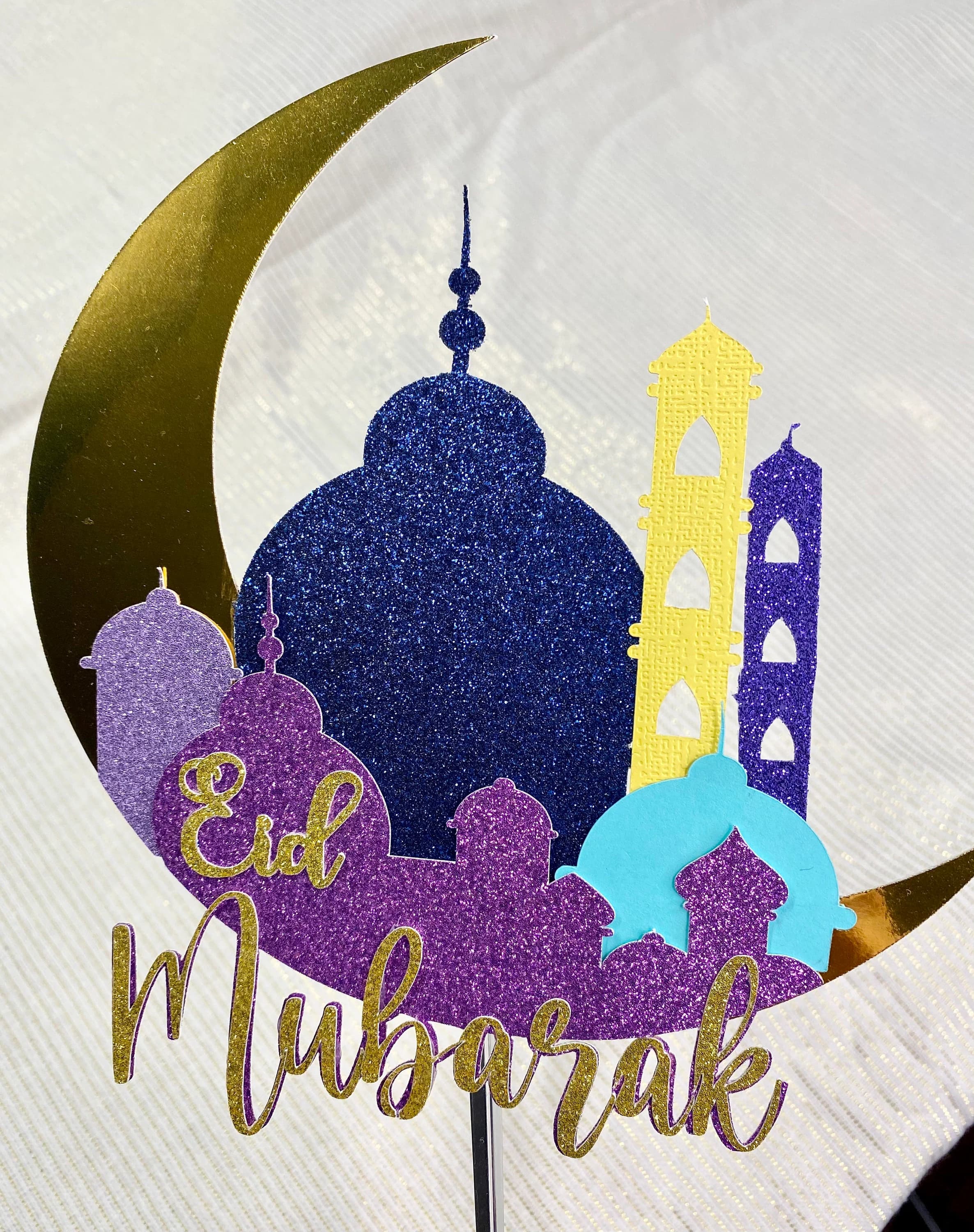 Eid Mubarak Cake Topper, Ramadan, Glitter cake Topper, Eid Celebrations, Muslim, Islam, Dessert Decoration, Eid Decor, Eid Favors, Eid Saeed