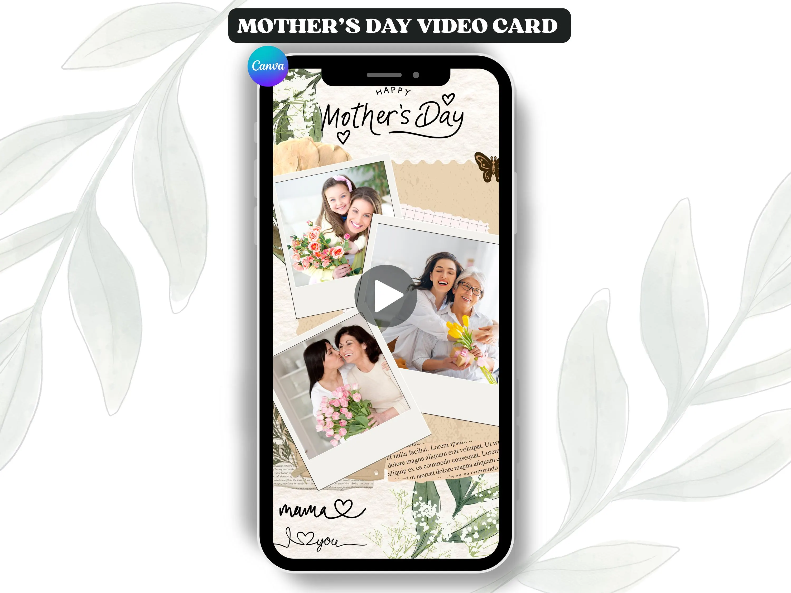 Editable Mother's Day Video Card: Canva Template (Instant Download)