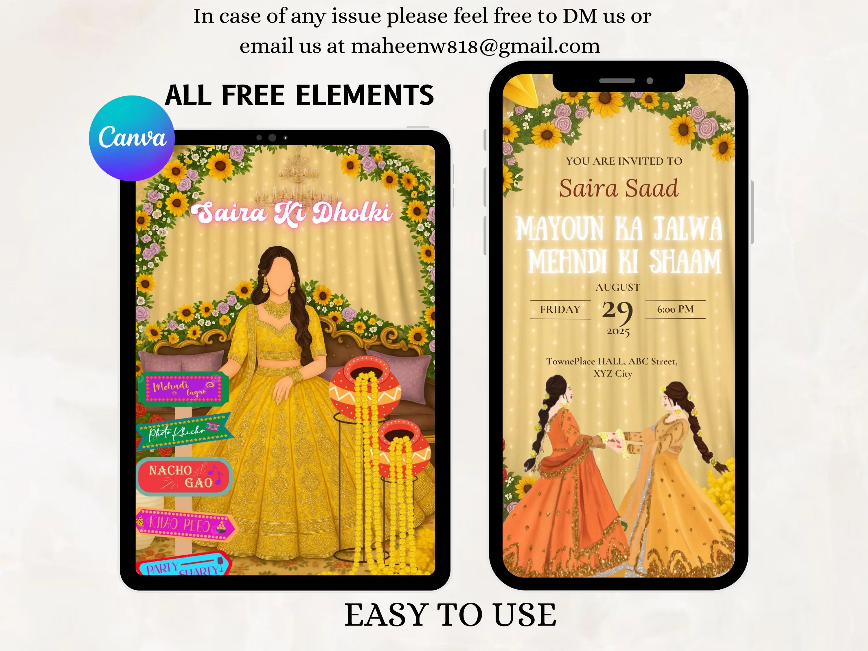 DHOLKI/MEHNDI/MAYOUN video invite,wedding invitations,Muslim wedding invite,canvatemplate,Save the date,weddingtemplates,indianwedding,video - image 4