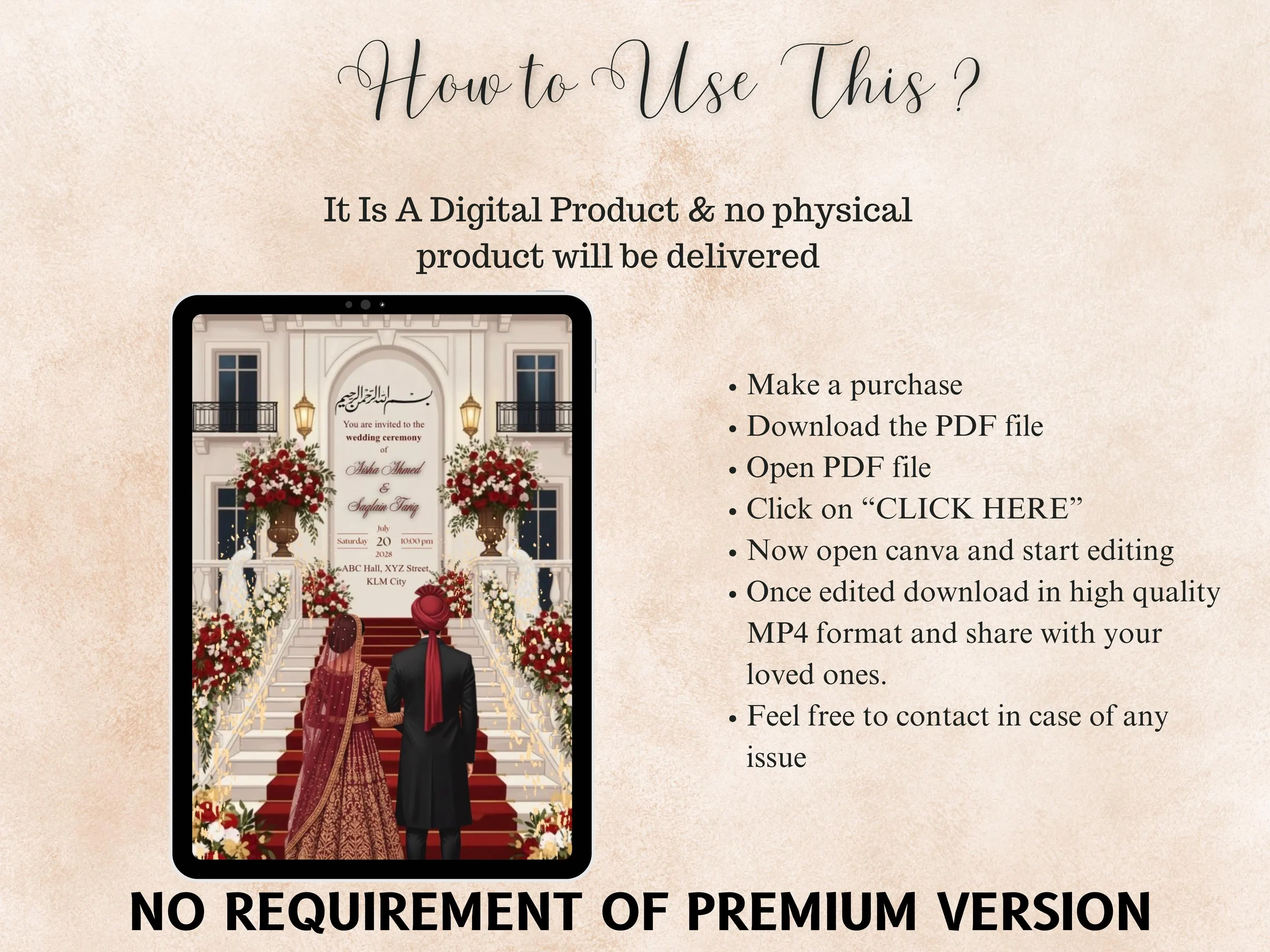 Barat/Reception video invite,wedding invitations, Muslim wedding invite,canva template,Save the date, wedding templates,indian wedding,video - image 4