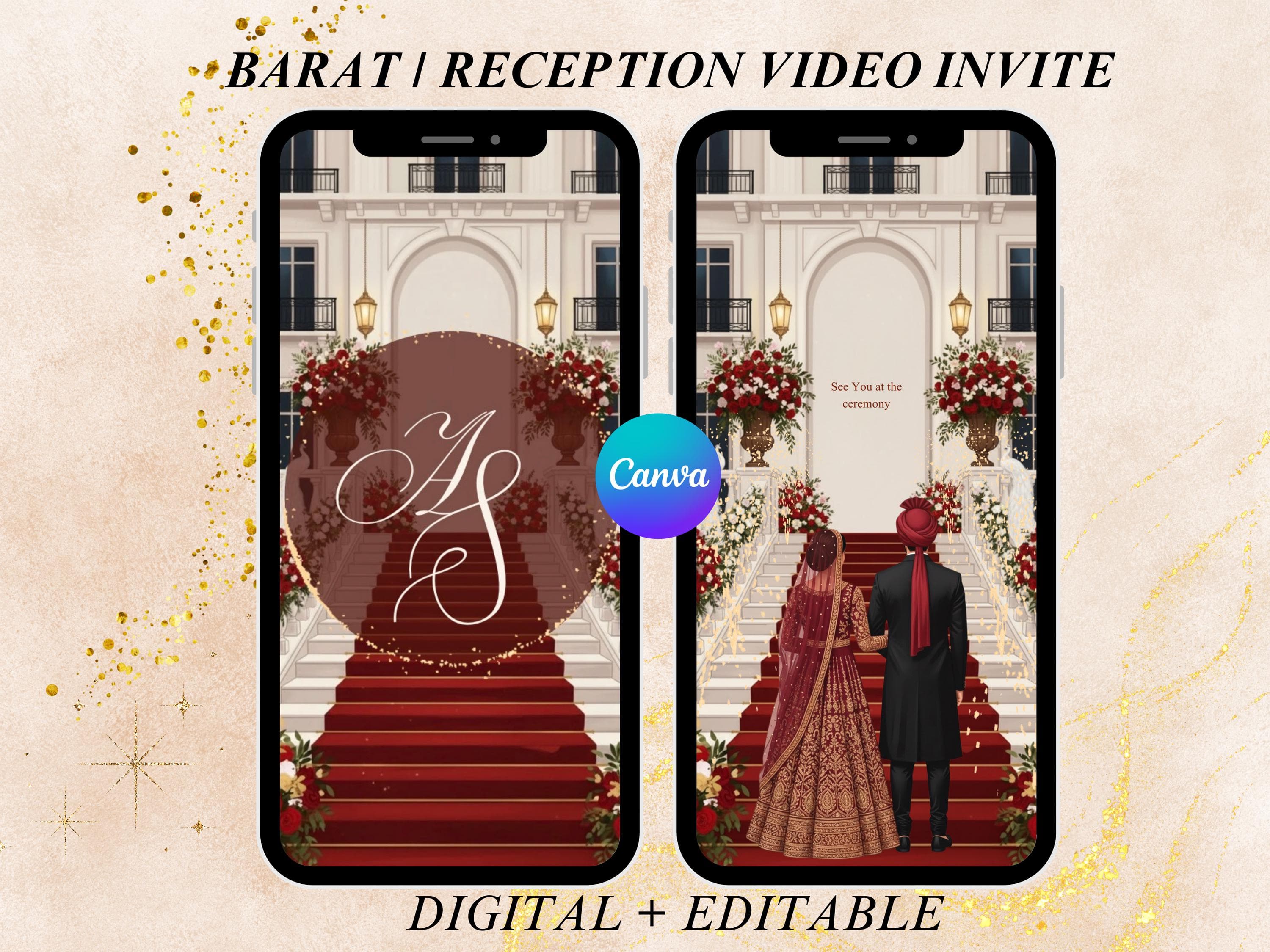 Barat/Reception video invite,wedding invitations, Muslim wedding invite,canva template,Save the date, wedding templates,indian wedding,video - image 5
