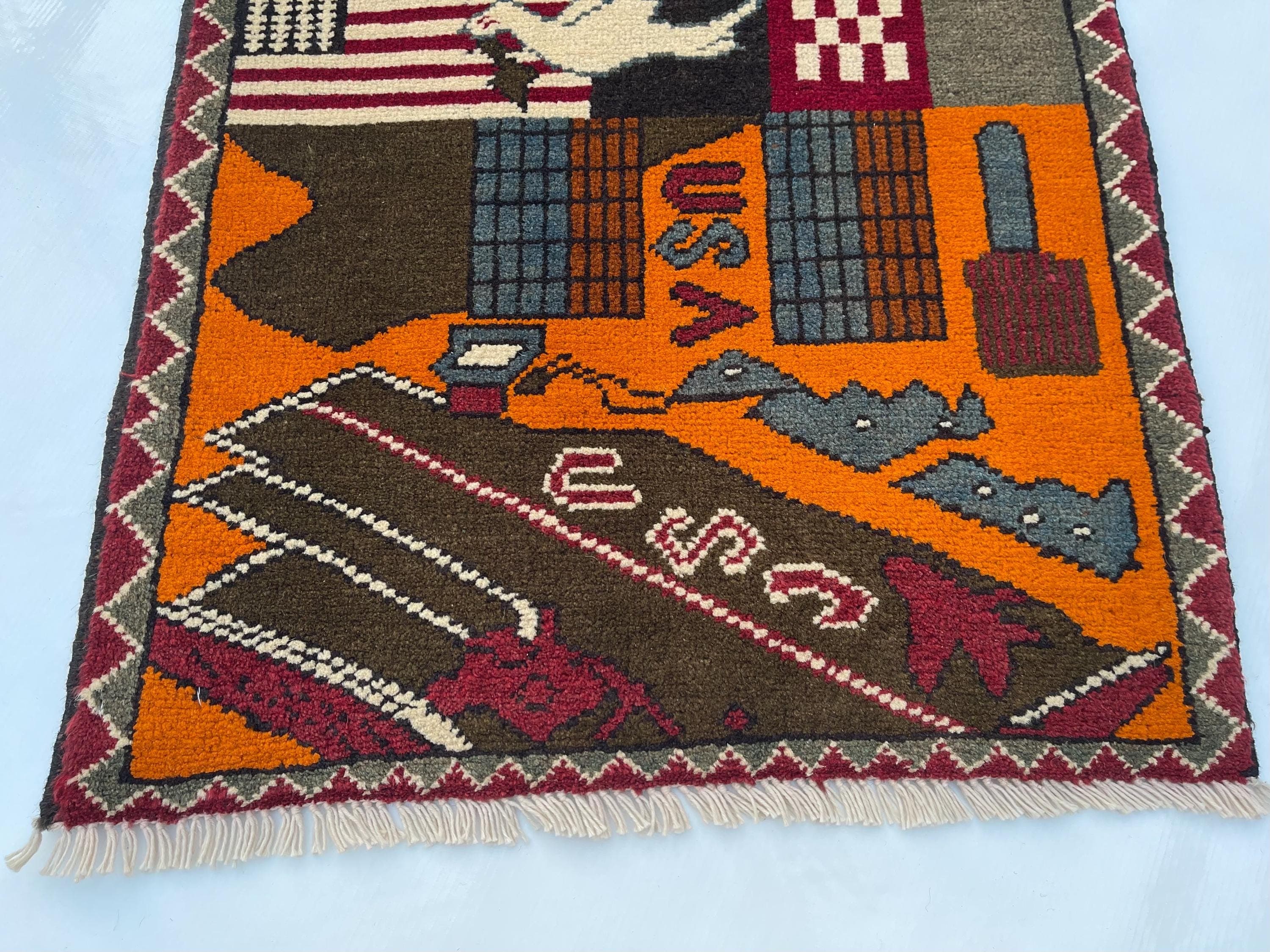 75x57 cm Classic Handmade Afghan war rug Beautifully made wool rug Nomadic Rug Oriental War Rug mini rug 9//11  #267 - image 3