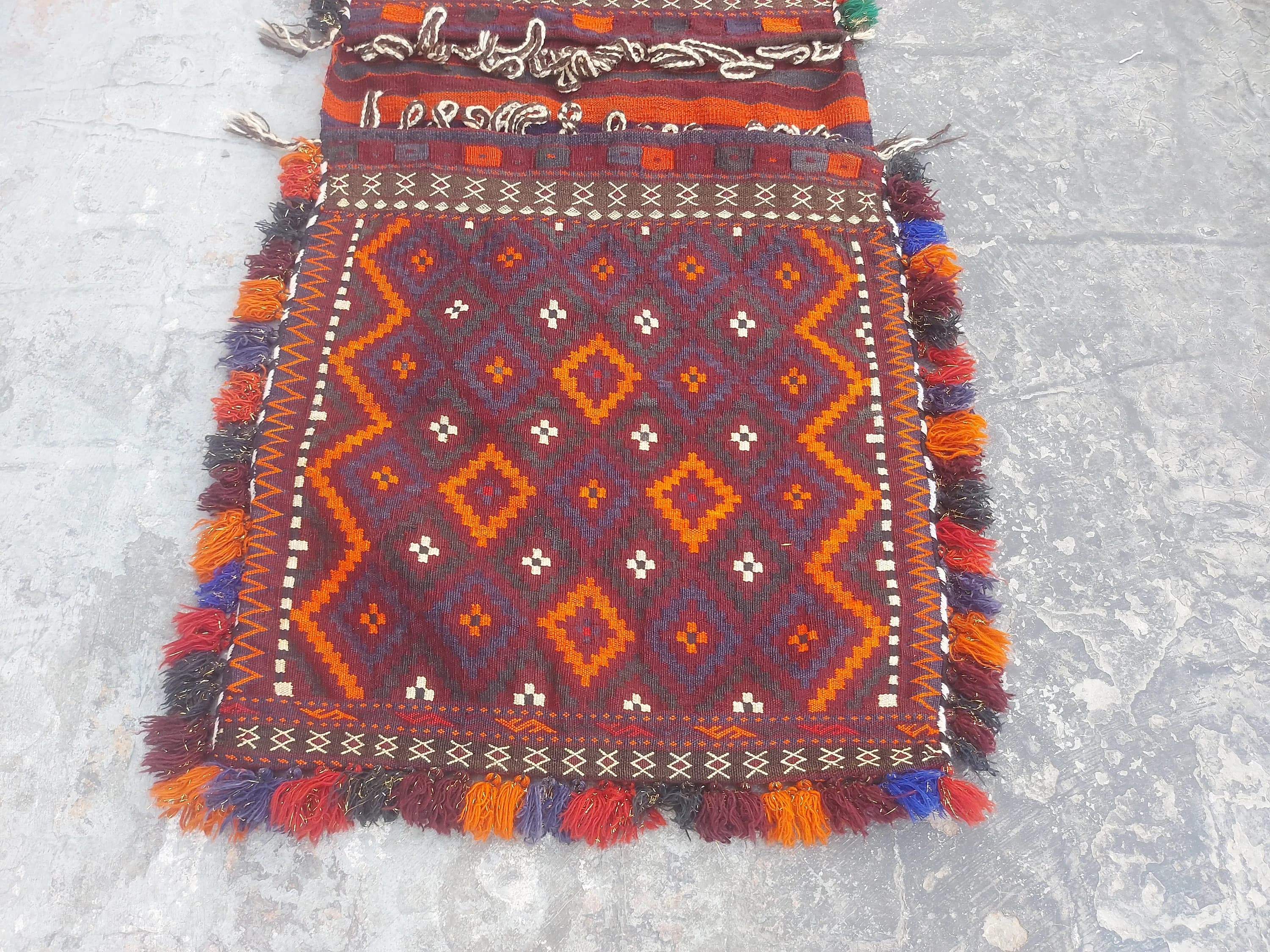 5x2 ft Handmade Afghan tatar saddlebag rug nice quality wool kilim rug flat weave maimana kilim - image 2