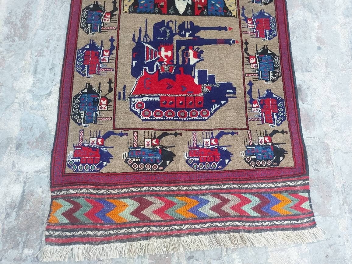 5x3 ft Handmade Afghan baluch war rug wool rug Nomadic Rug Oriental War Rug Thaimani Ethnic rug - image 3