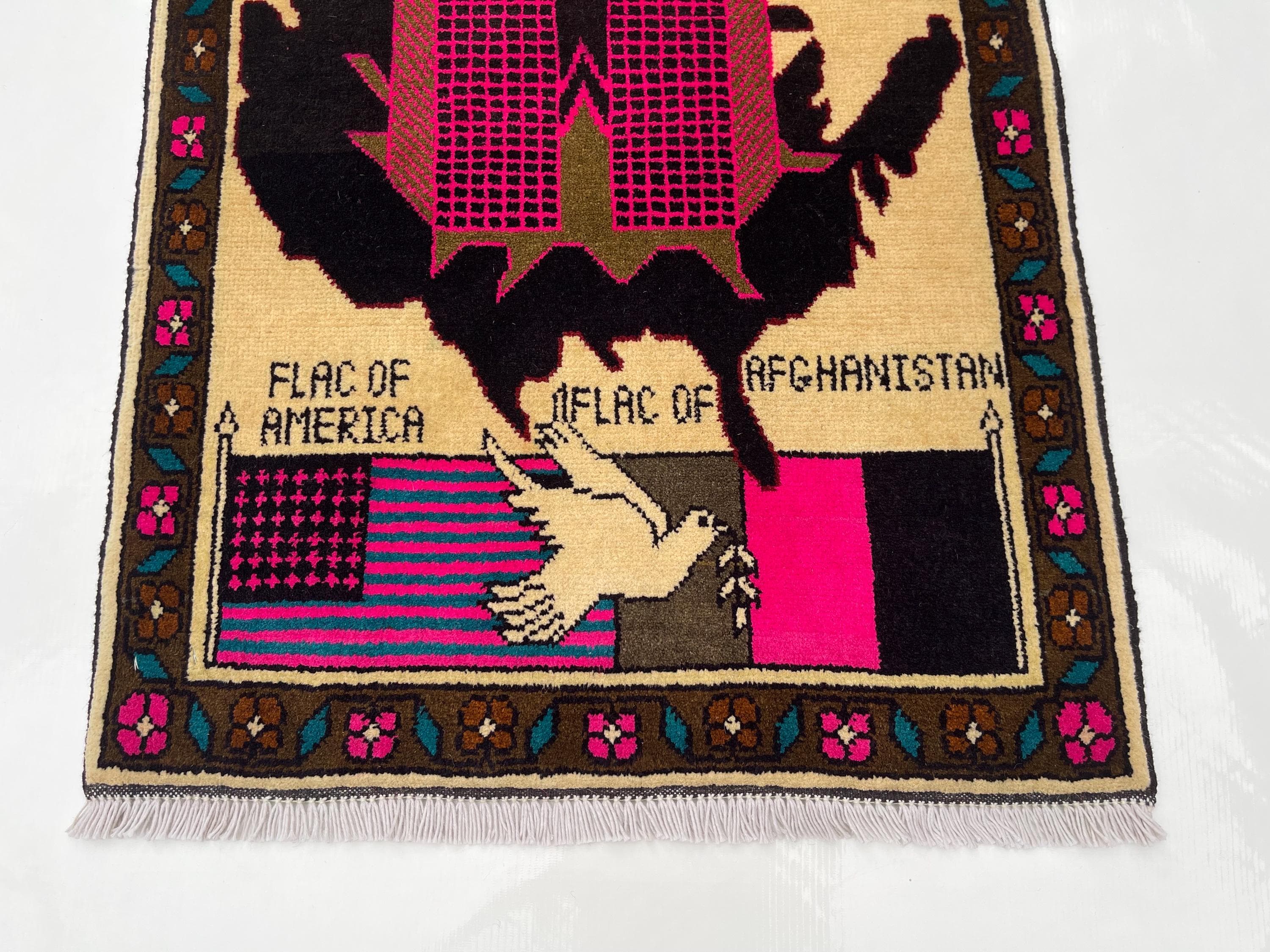 86x62cm  Handmade Afghan War Rug Wool Rug beautifully made Oriental Rug Naokar rug handicrafts folk art #358 - image 3