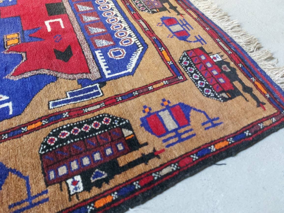 5x3 ft Handmade Afghan baluch war rug nice quality wool rug vegetable dyed wool rug - image 4